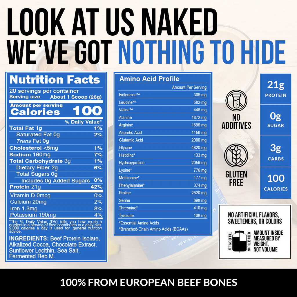 Chocolate Beef Protein Powder | Naked Chocolate Beef Protein - 1.2LB - Image 5