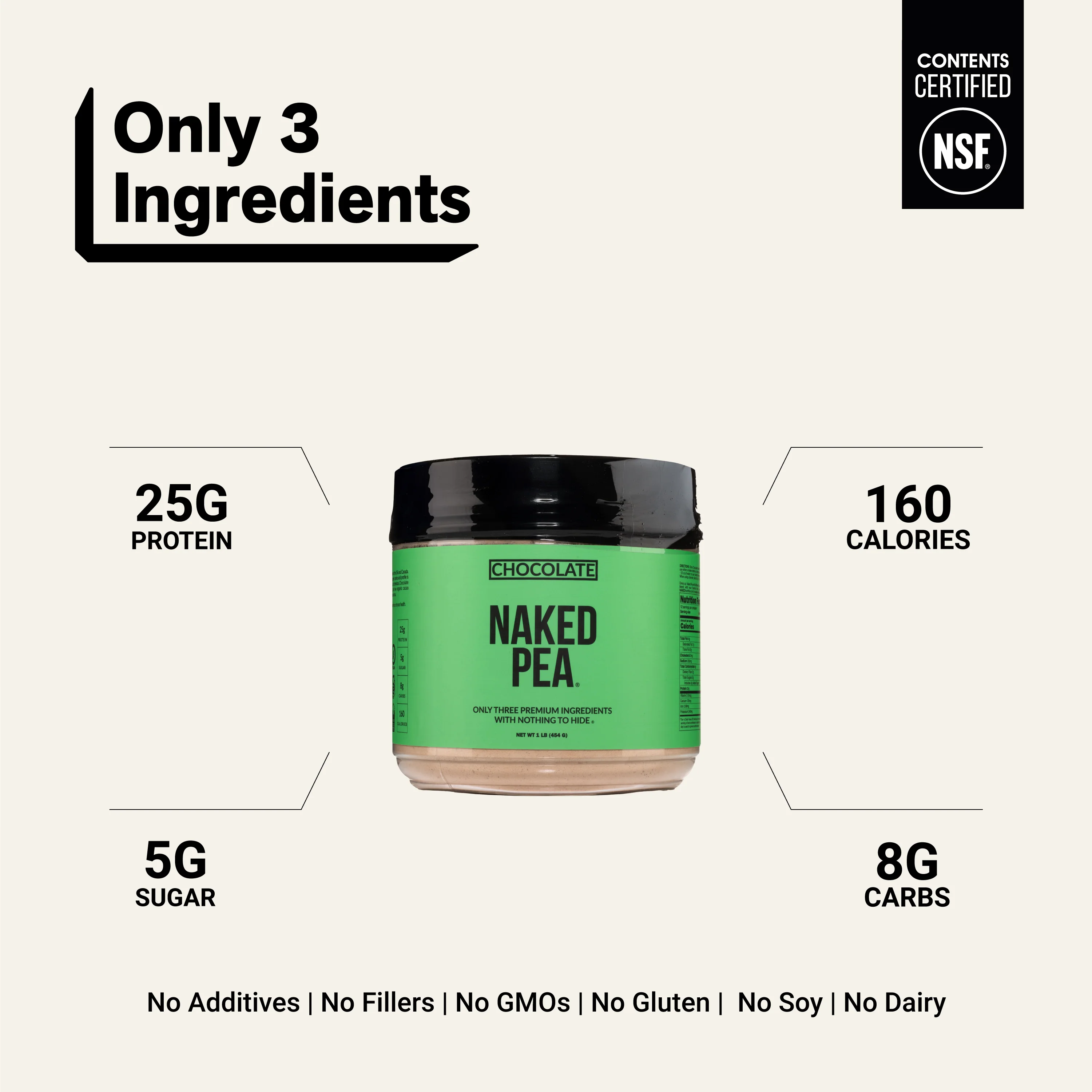 Chocolate Pea Protein Powder | Naked Chocolate Pea - 1LB - Image 3