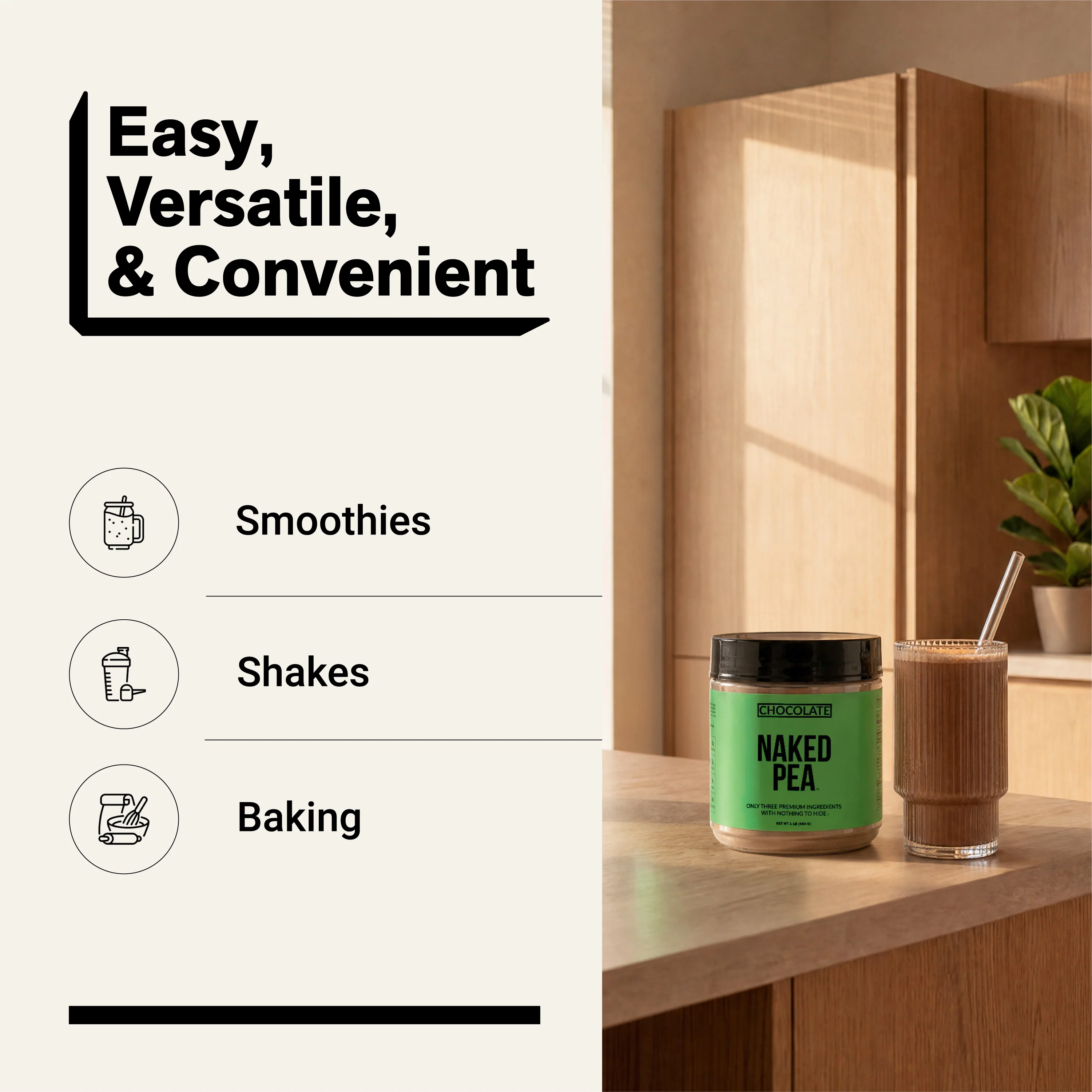 Chocolate Pea Protein Powder | Naked Chocolate Pea - 1LB - Image 7