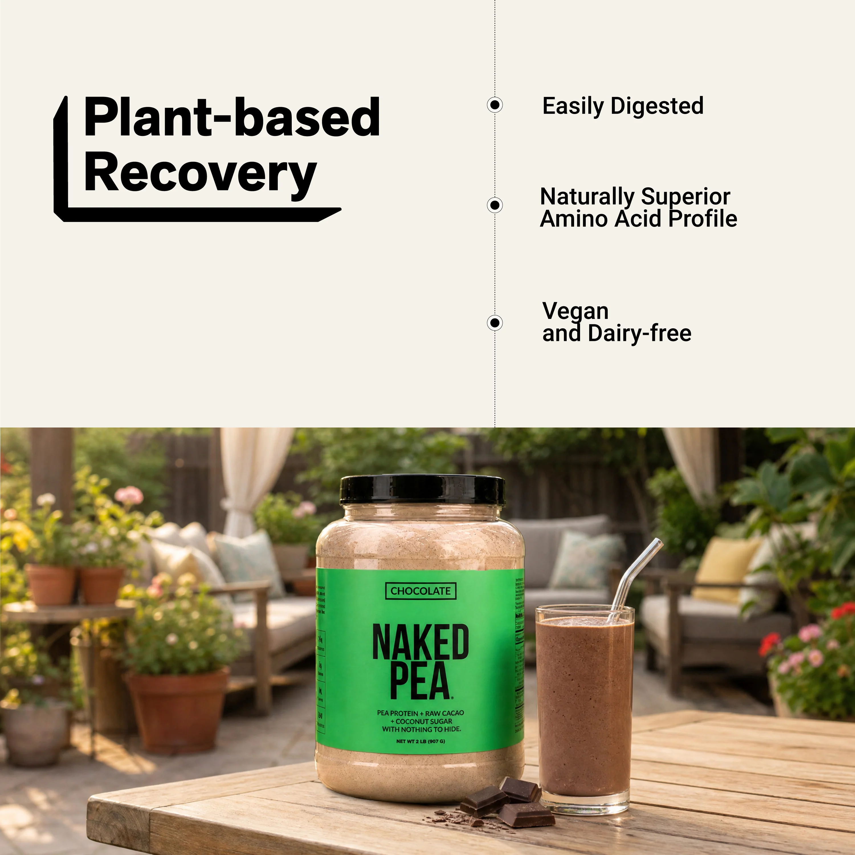 Chocolate Pea Protein Powder | Naked Chocolate Pea - 2LB - Image 6