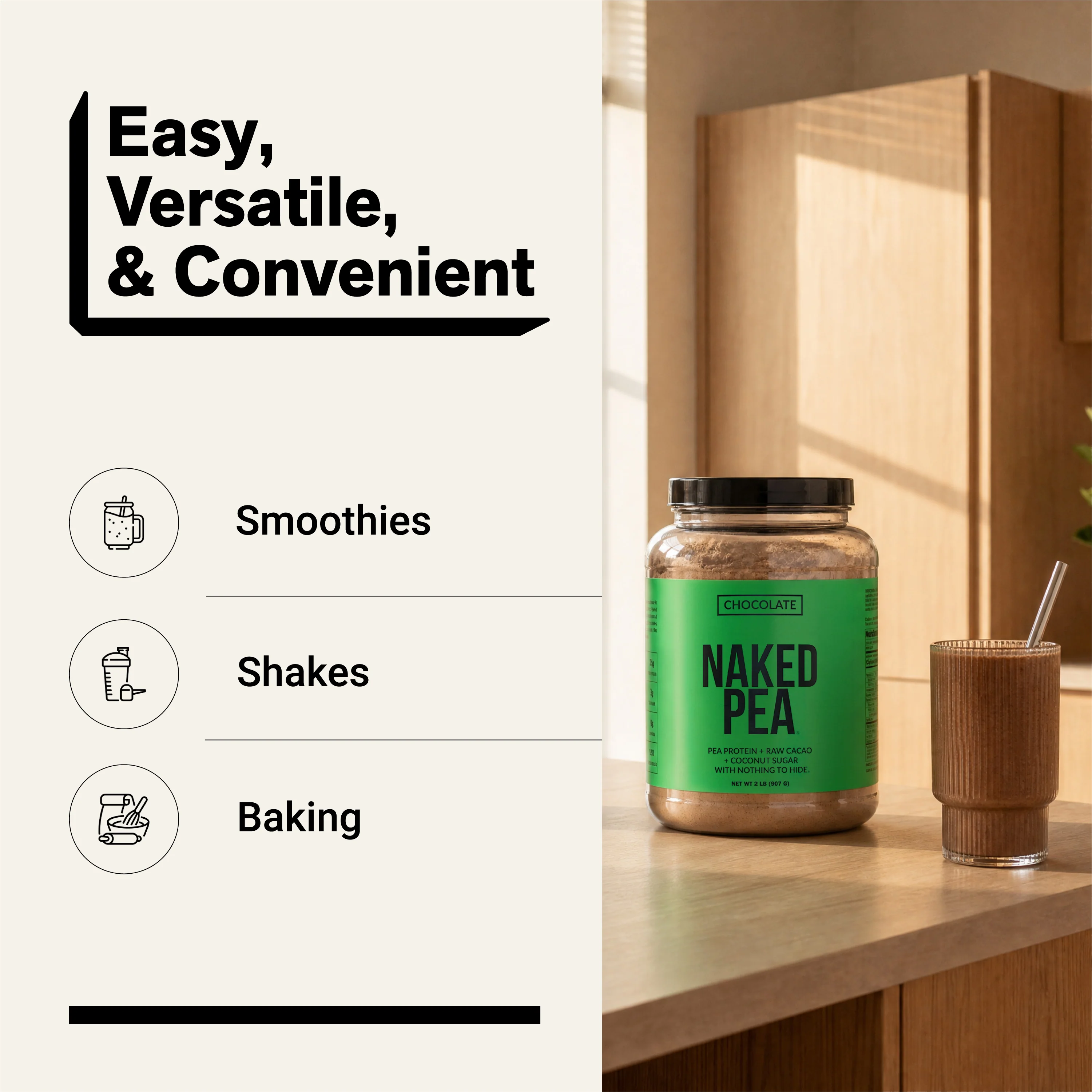 Chocolate Pea Protein Powder | Naked Chocolate Pea - 2LB - Image 7