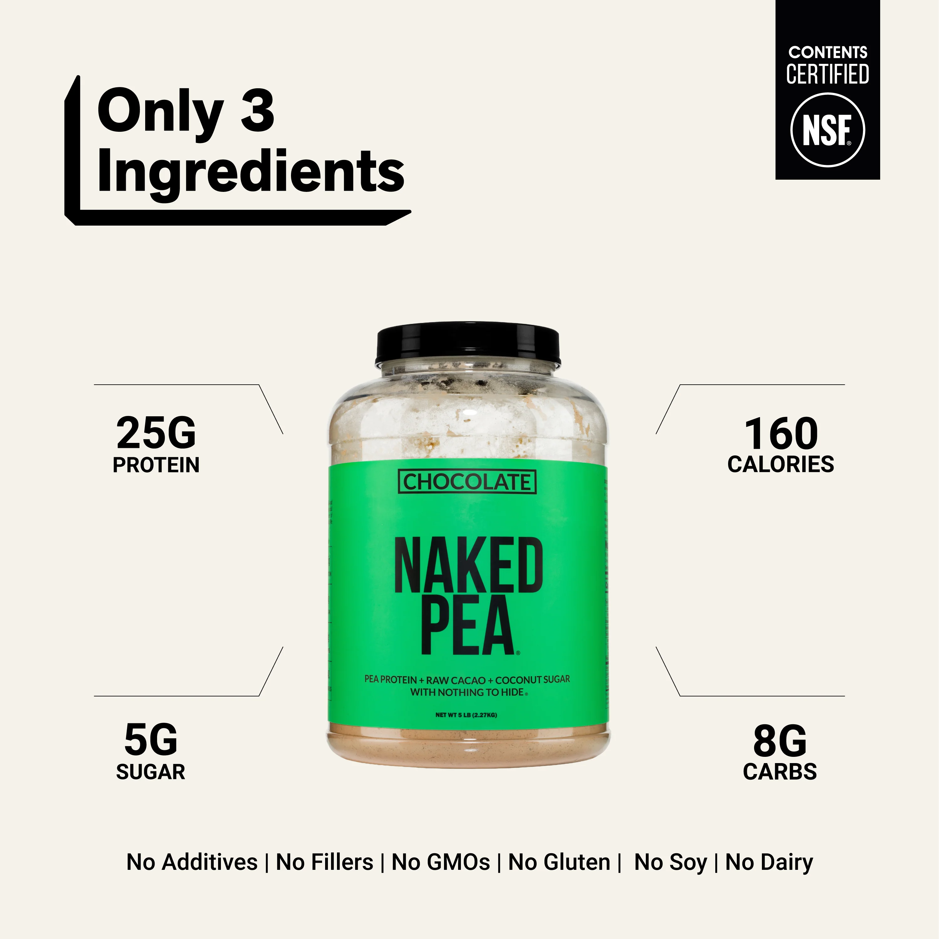 Chocolate Pea Protein Powder | Naked Chocolate Pea - 5LB - Image 3