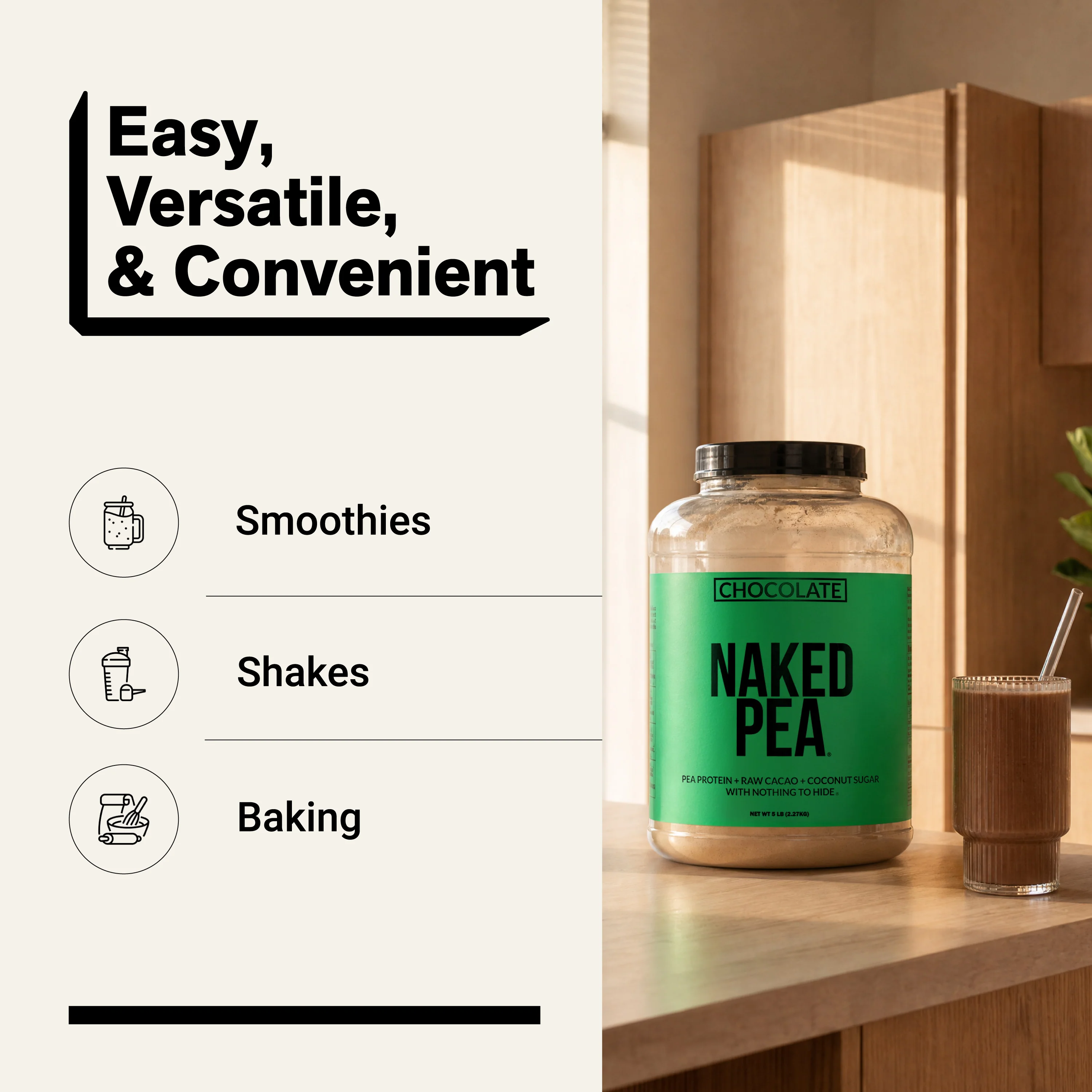 Chocolate Pea Protein Powder | Naked Chocolate Pea - 5LB - Image 7
