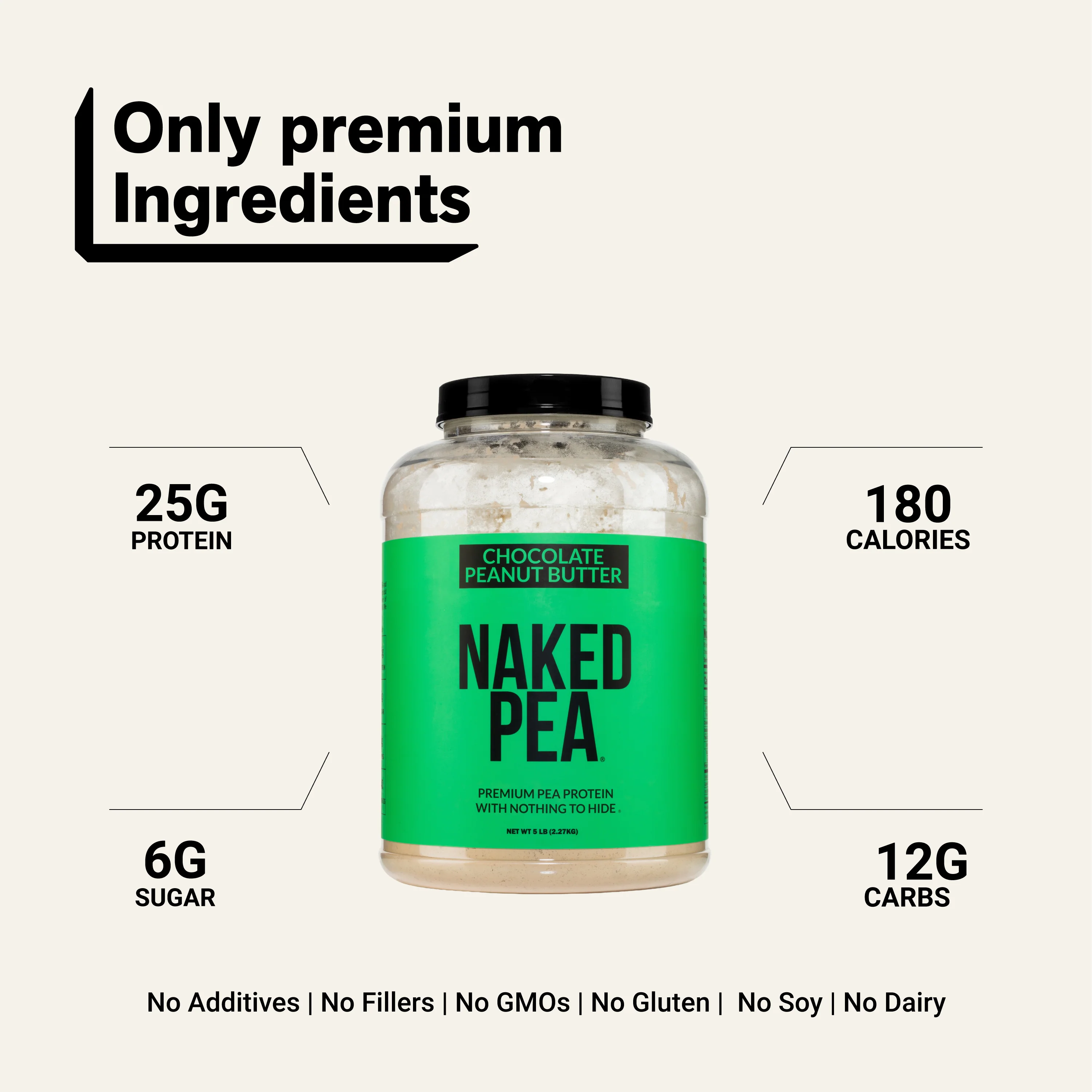 Chocolate Peanut Butter Pea Protein Powder | Naked Pea - 5LB - Image 3