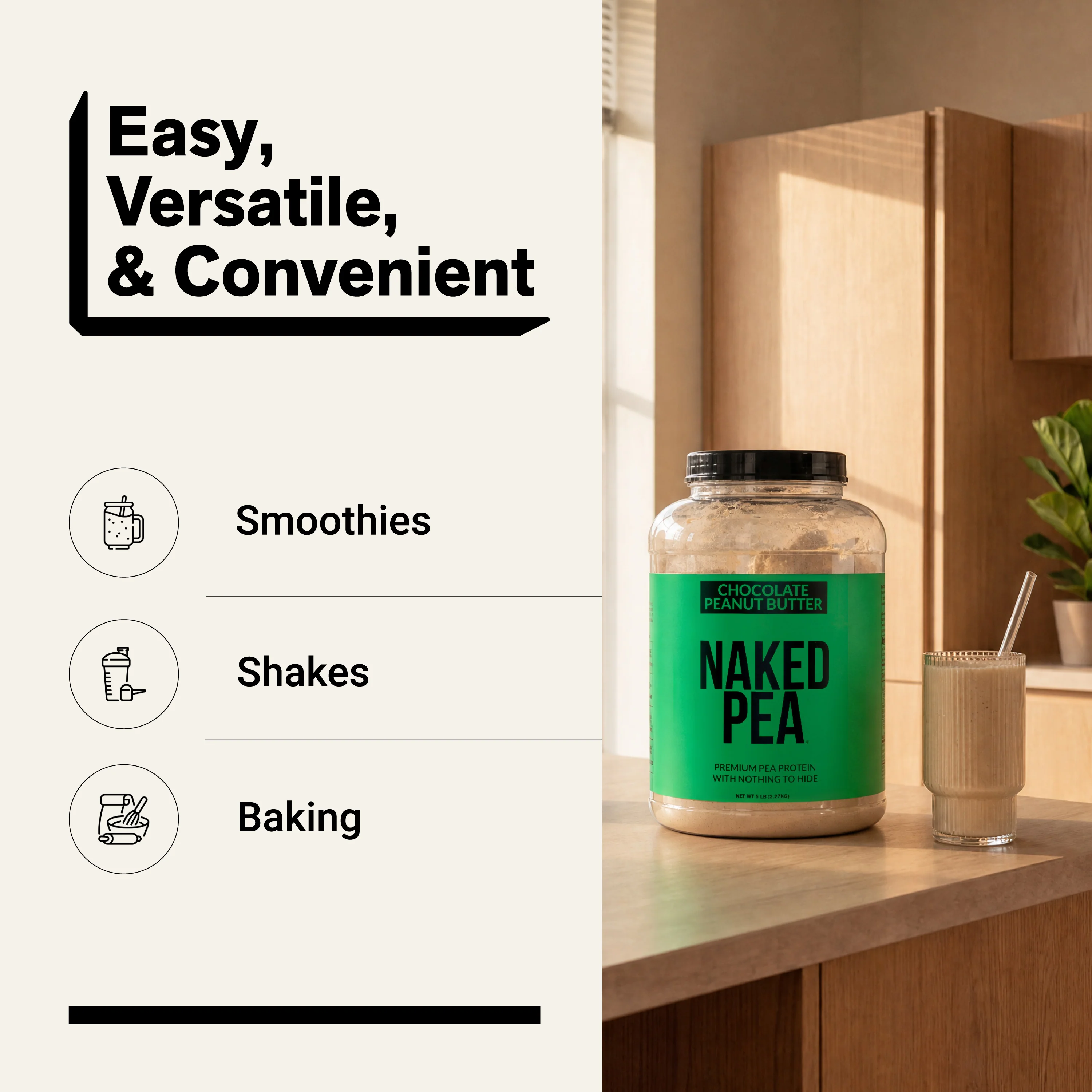 Chocolate Peanut Butter Pea Protein Powder | Naked Pea - 5LB - Image 7