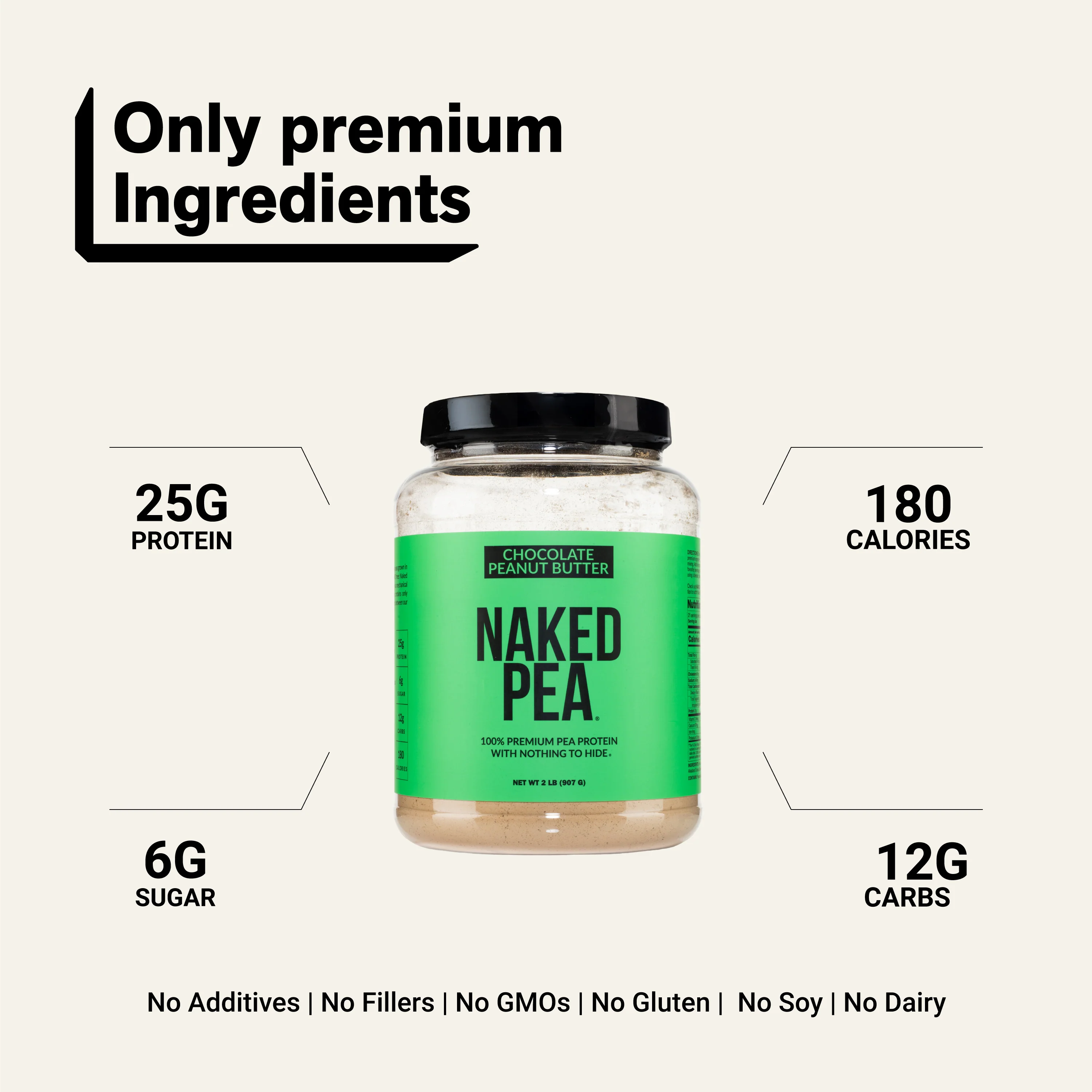 Chocolate Peanut Butter Pea Protein Powder | Naked Pea - 2LB - Image 3