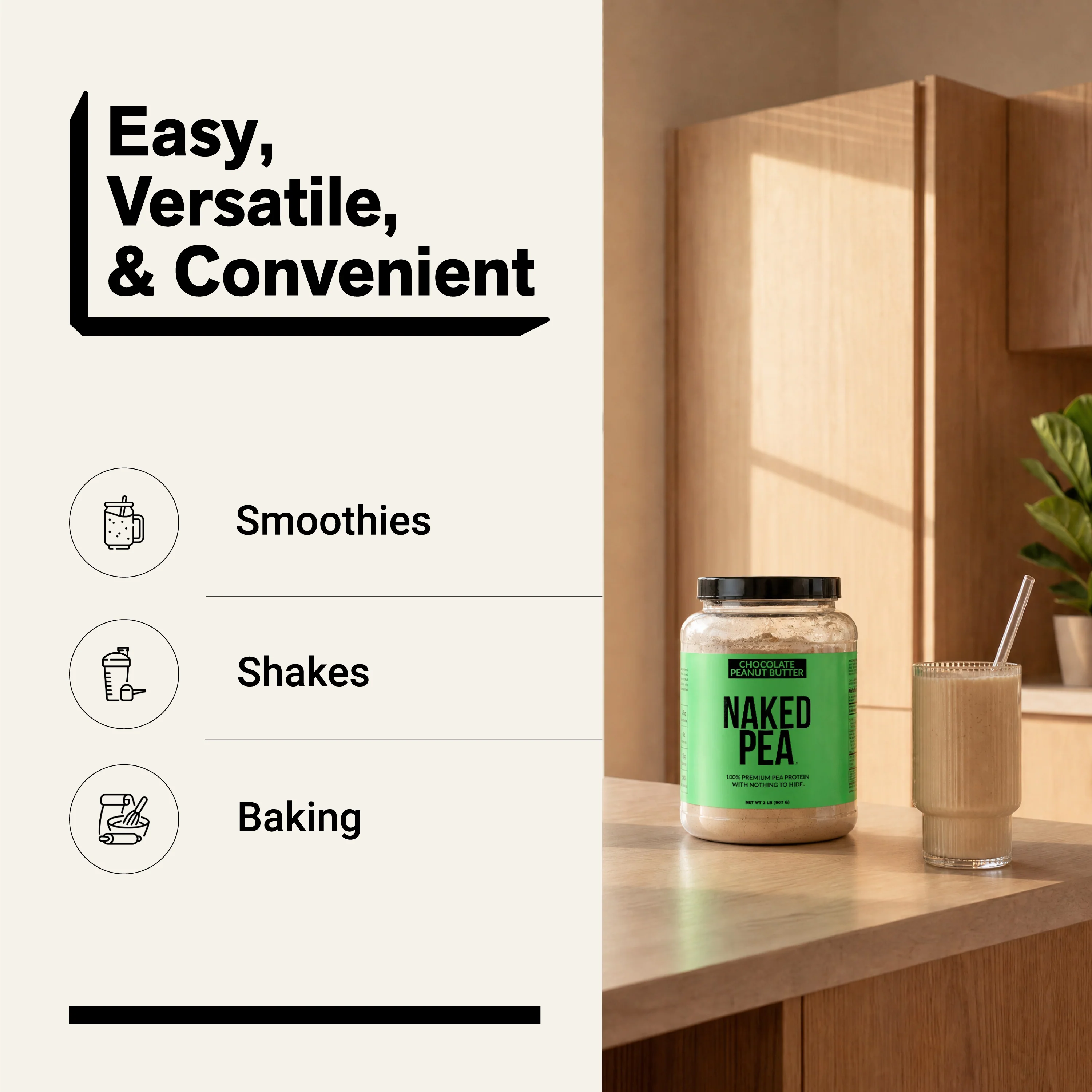 Chocolate Peanut Butter Pea Protein Powder | Naked Pea - 2LB - Image 7