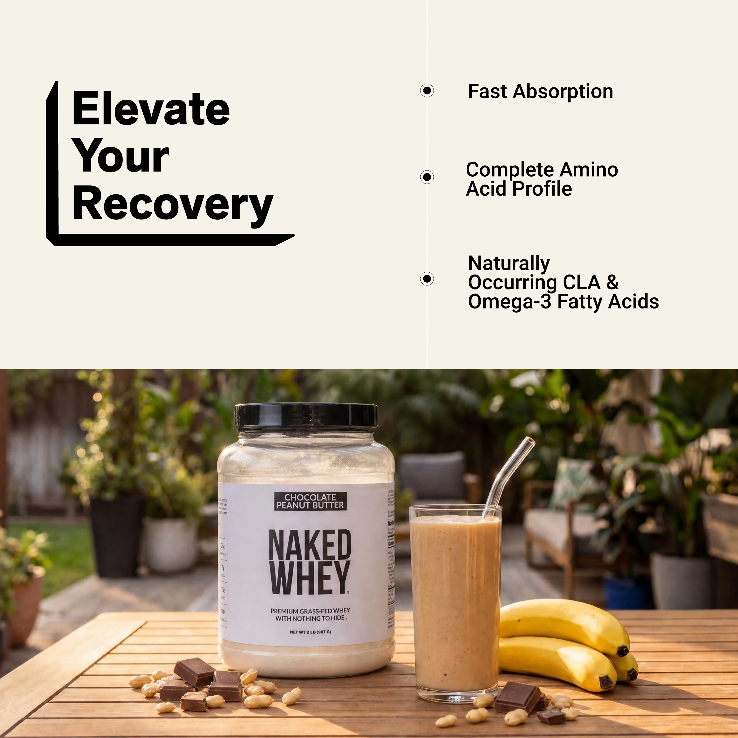 Chocolate Peanut Butter Whey Protein Powder 2LB | Naked Whey - 2LB - Image 6