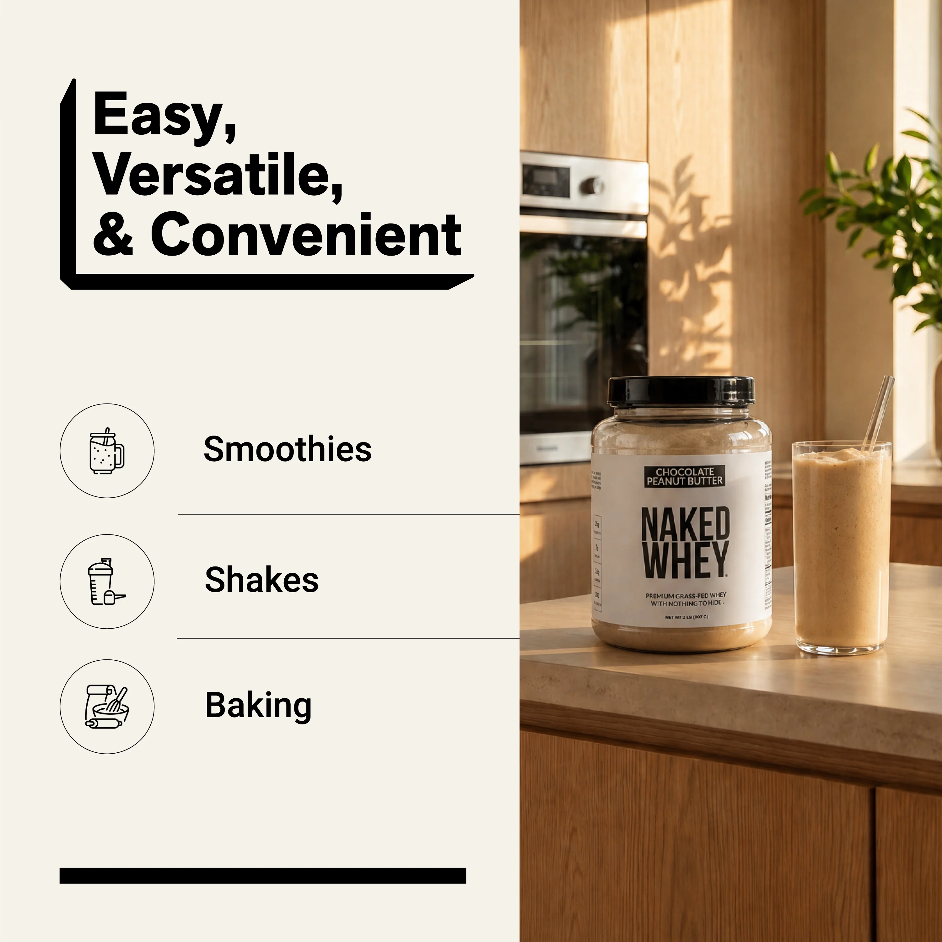 Chocolate Peanut Butter Whey Protein Powder 2LB | Naked Whey - 2LB - Image 7