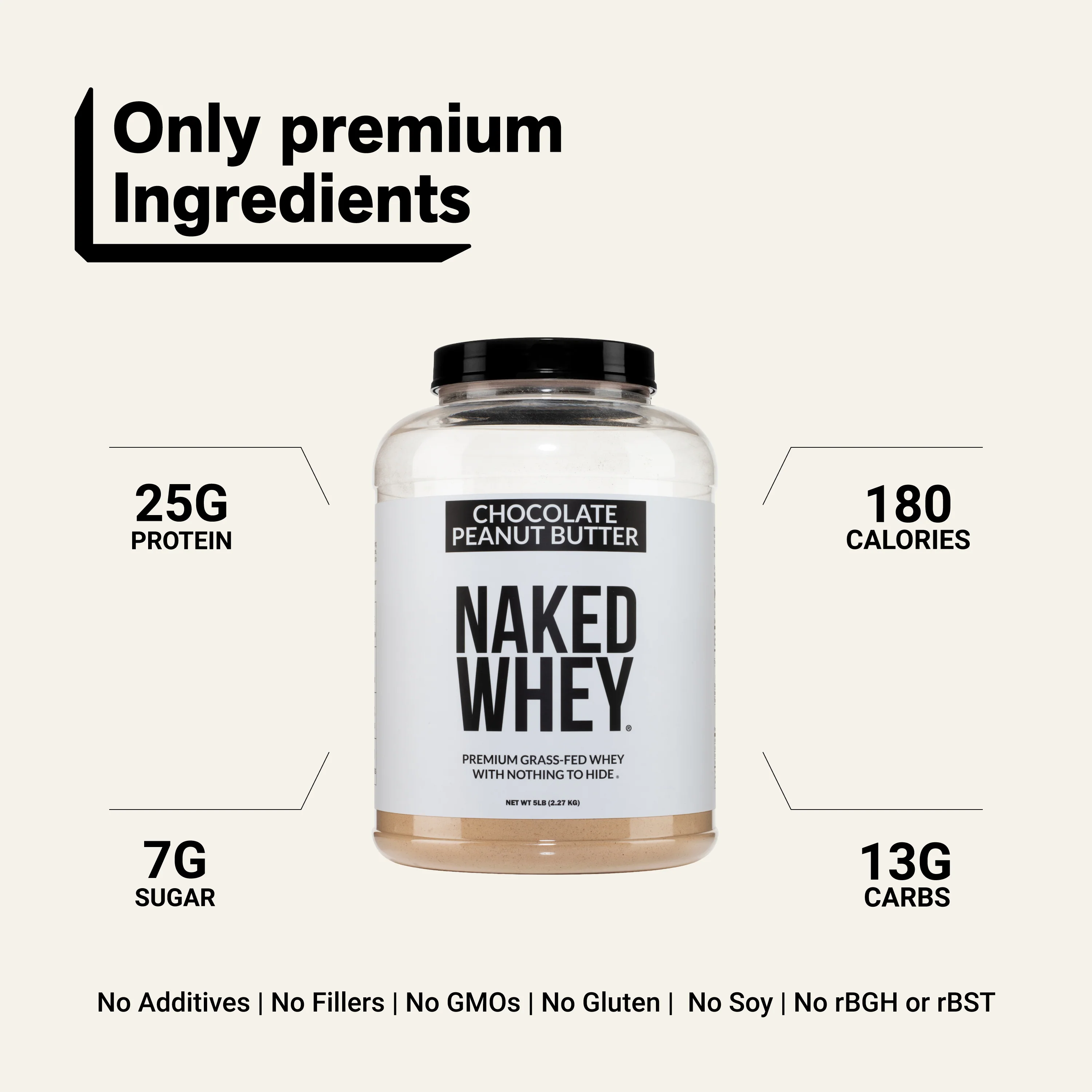 Chocolate Peanut Butter Whey Protein Powder | Naked Whey - 5LB - Image 3