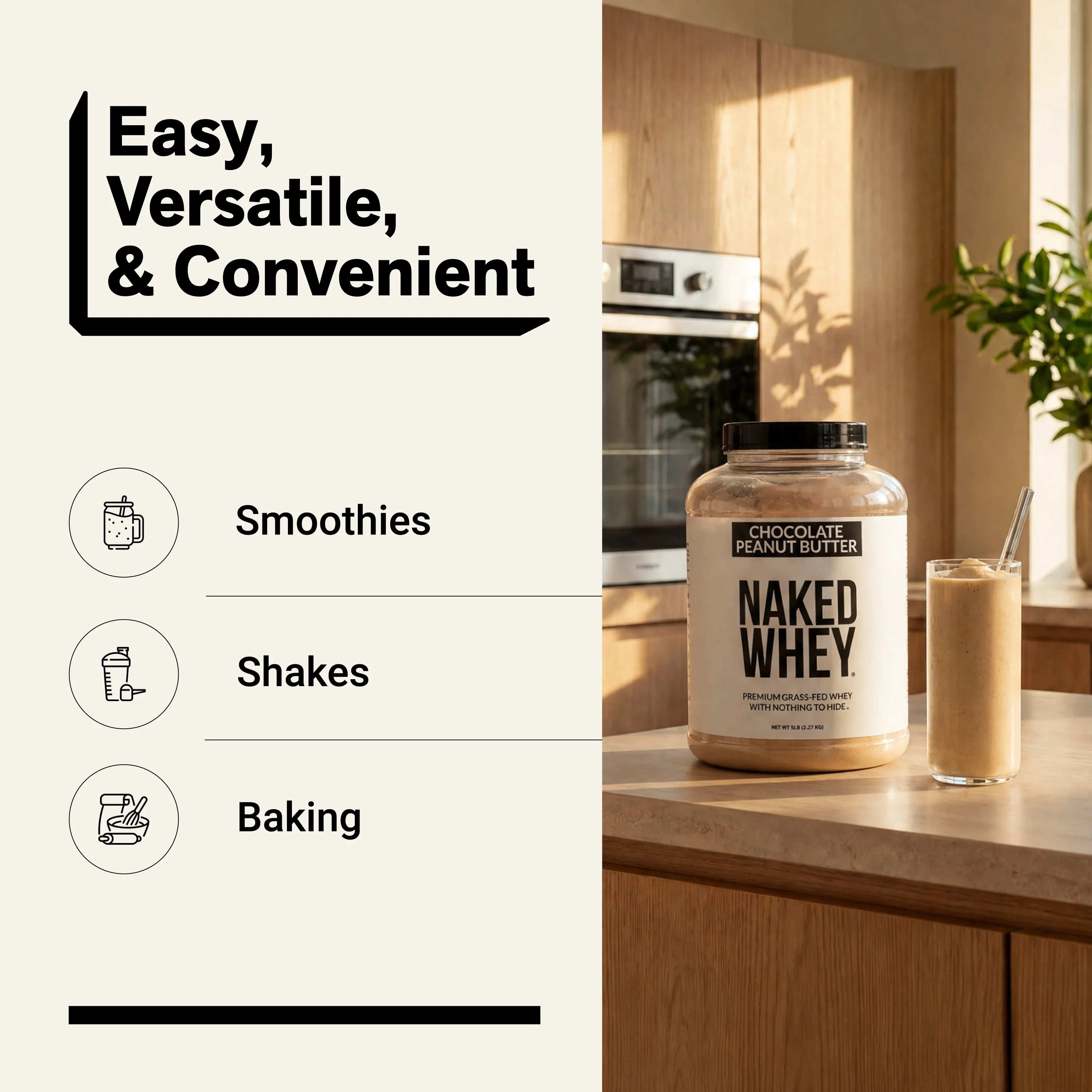 Chocolate Peanut Butter Whey Protein Powder | Naked Whey - 5LB - Image 7