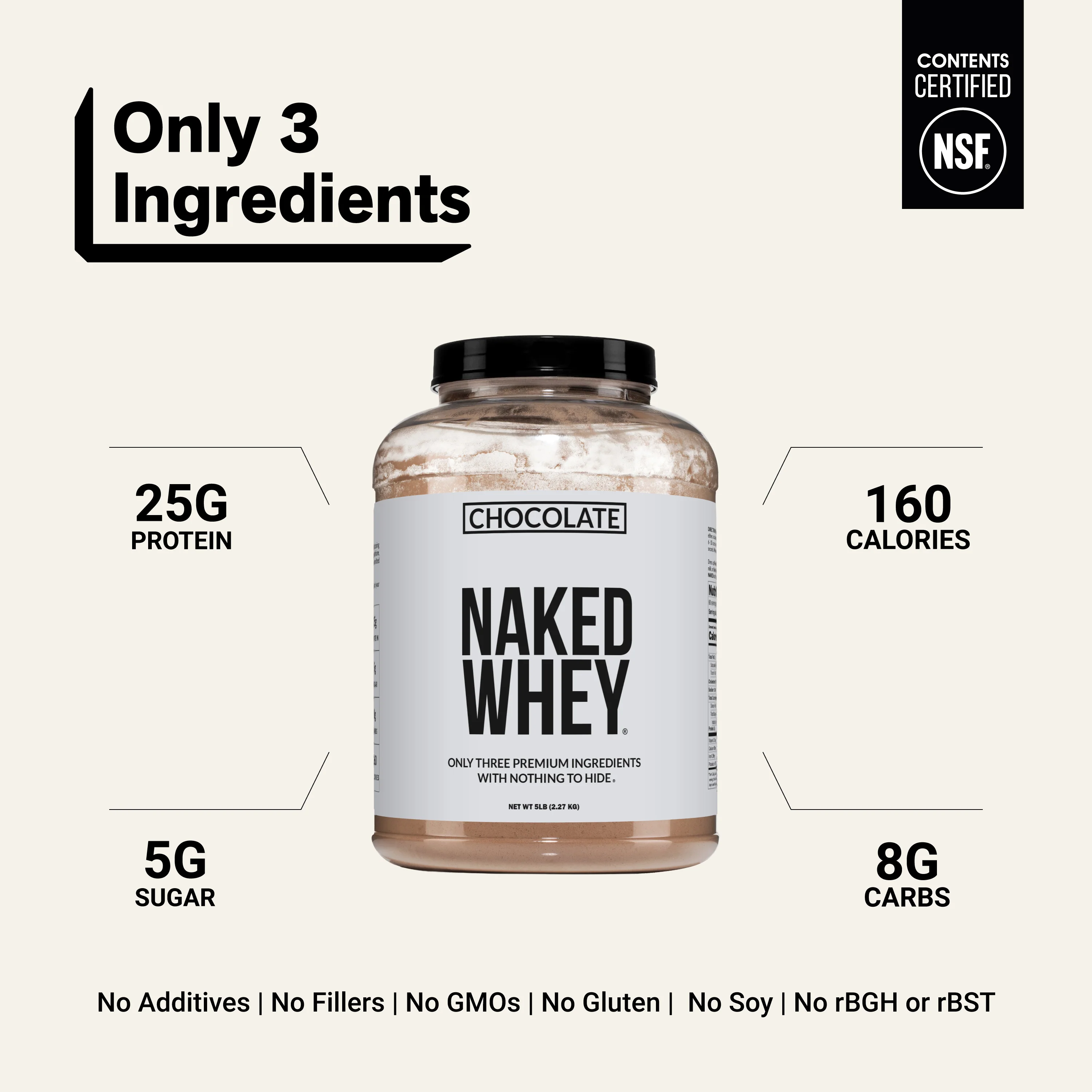 Chocolate Whey Protein Powder | Naked Chocolate Whey - 5LB - Image 3