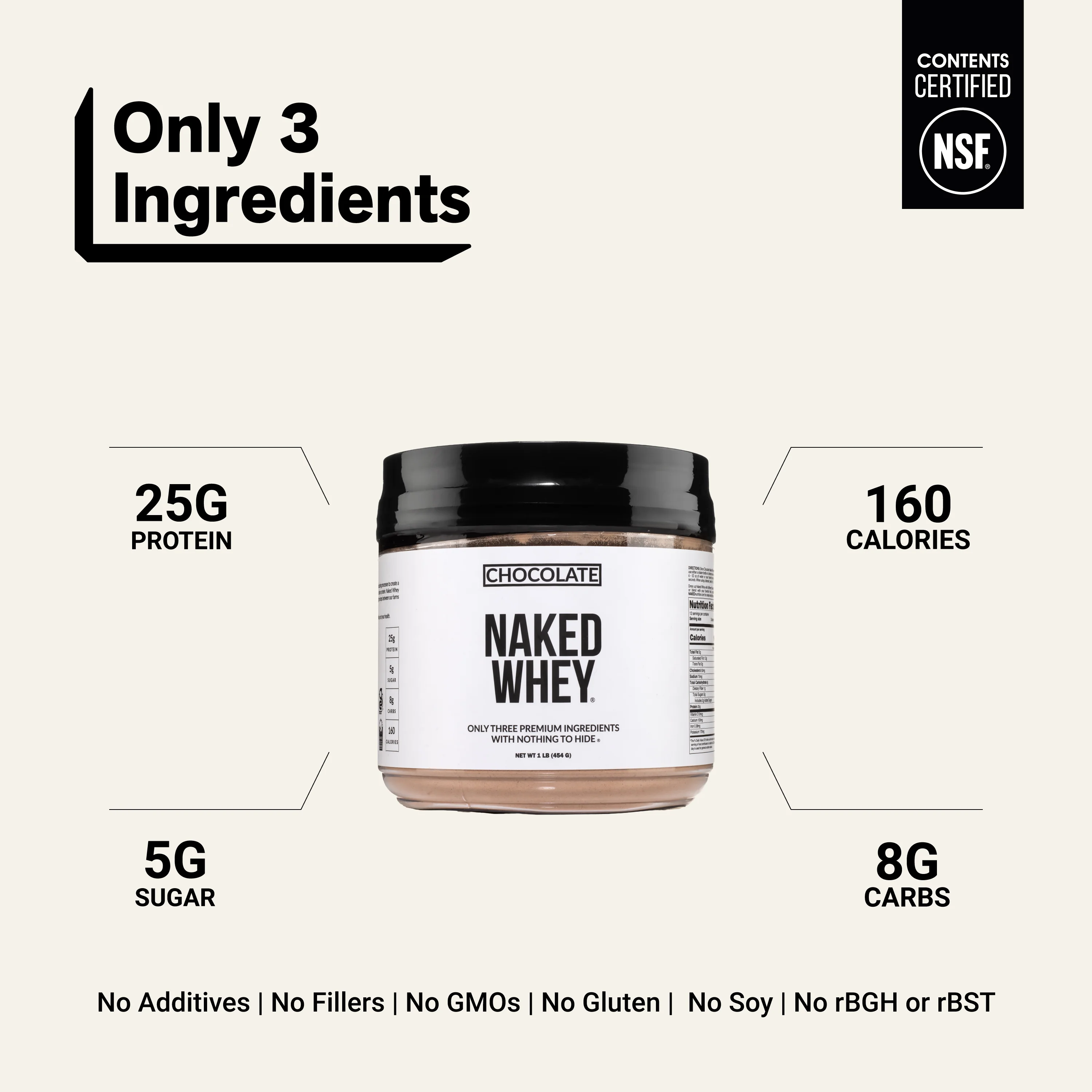 Chocolate Whey Protein Powder 1lb | Naked Chocolate Whey - 1LB - Image 3