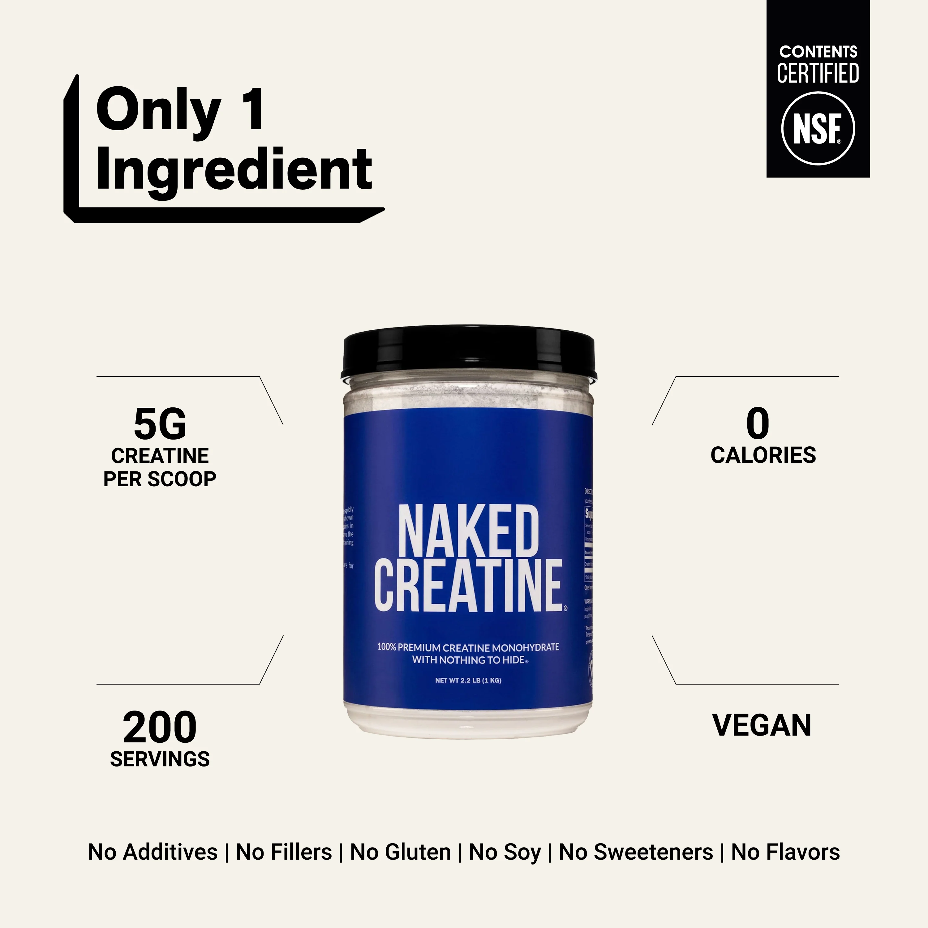 Creatine Monohydrate Powder | Naked Creatine - 2.2LB - Image 3
