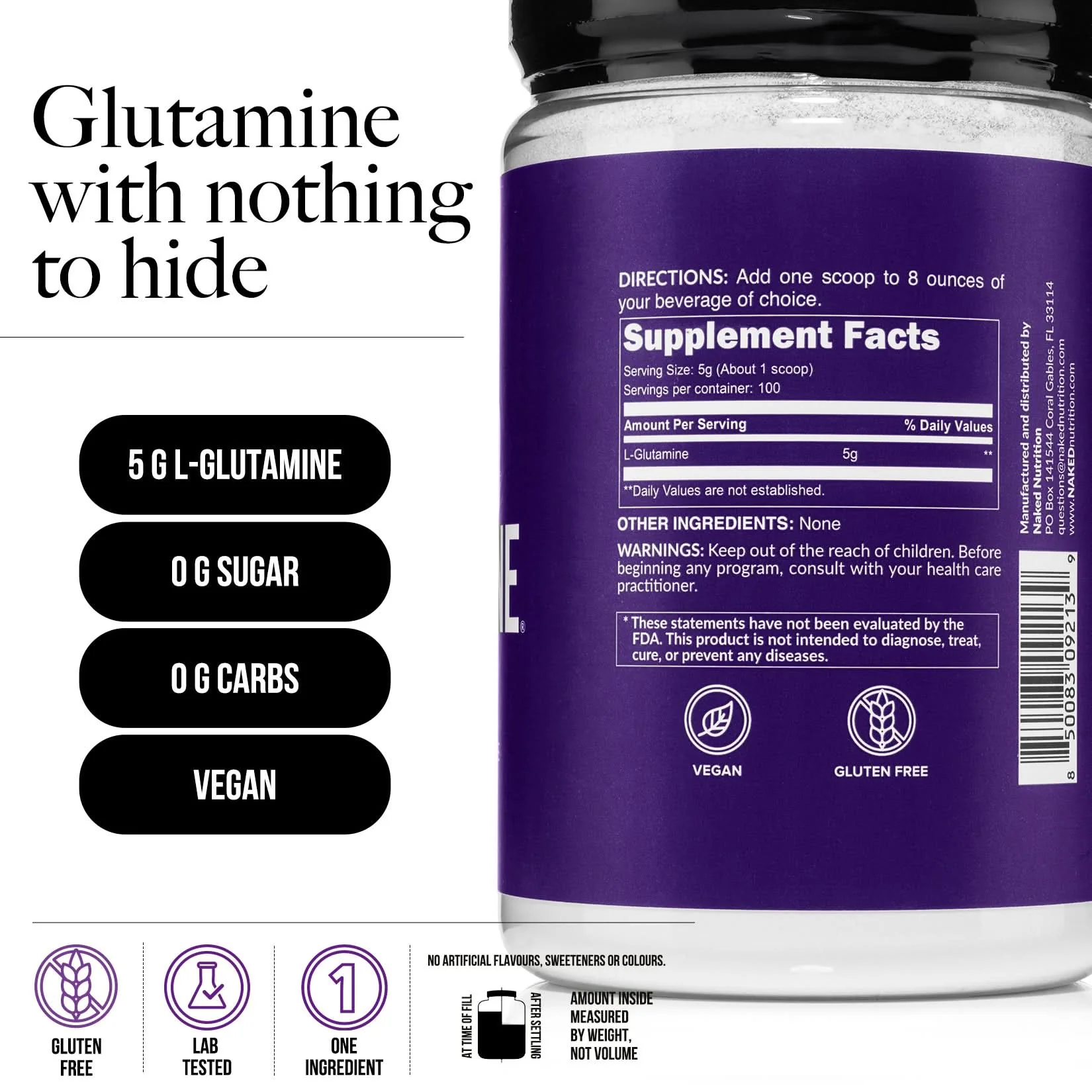 Glutamine Powder | Naked Glutamine 500g - Image 3
