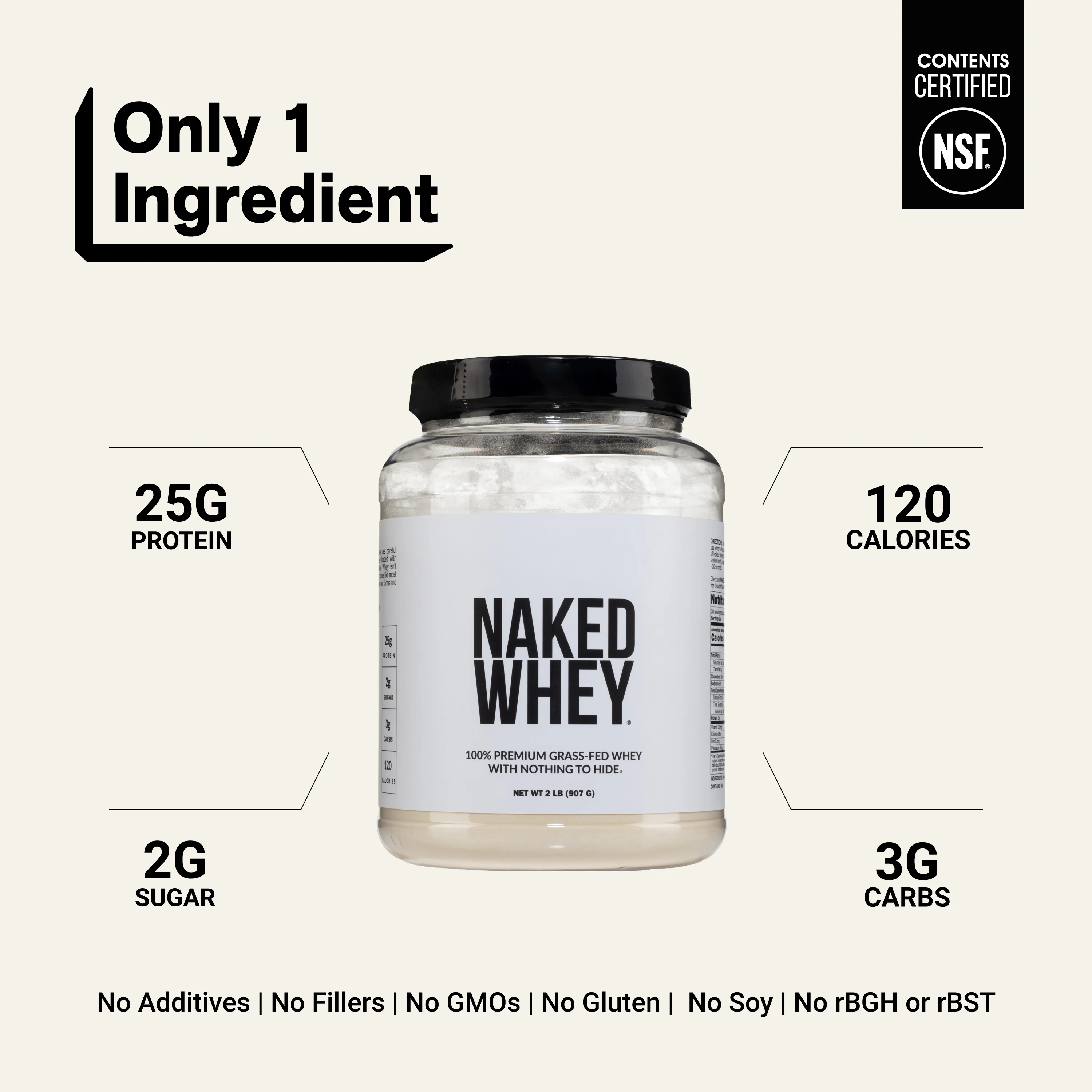 Grass Fed Whey Protein Powder | Naked Whey - 2LB - Image 3