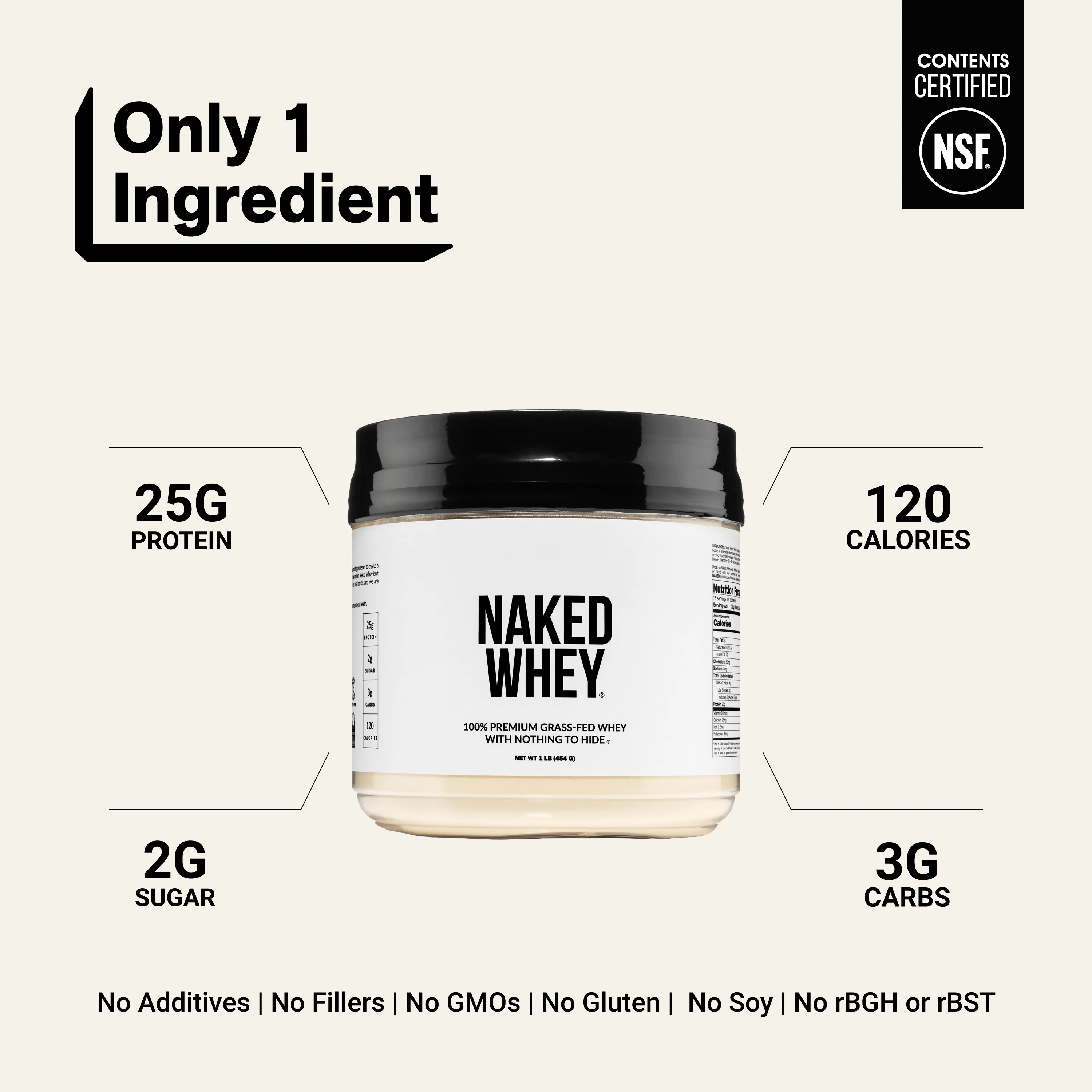 Grass Fed Whey Protein Powder | Naked Whey - 1LB - Image 3