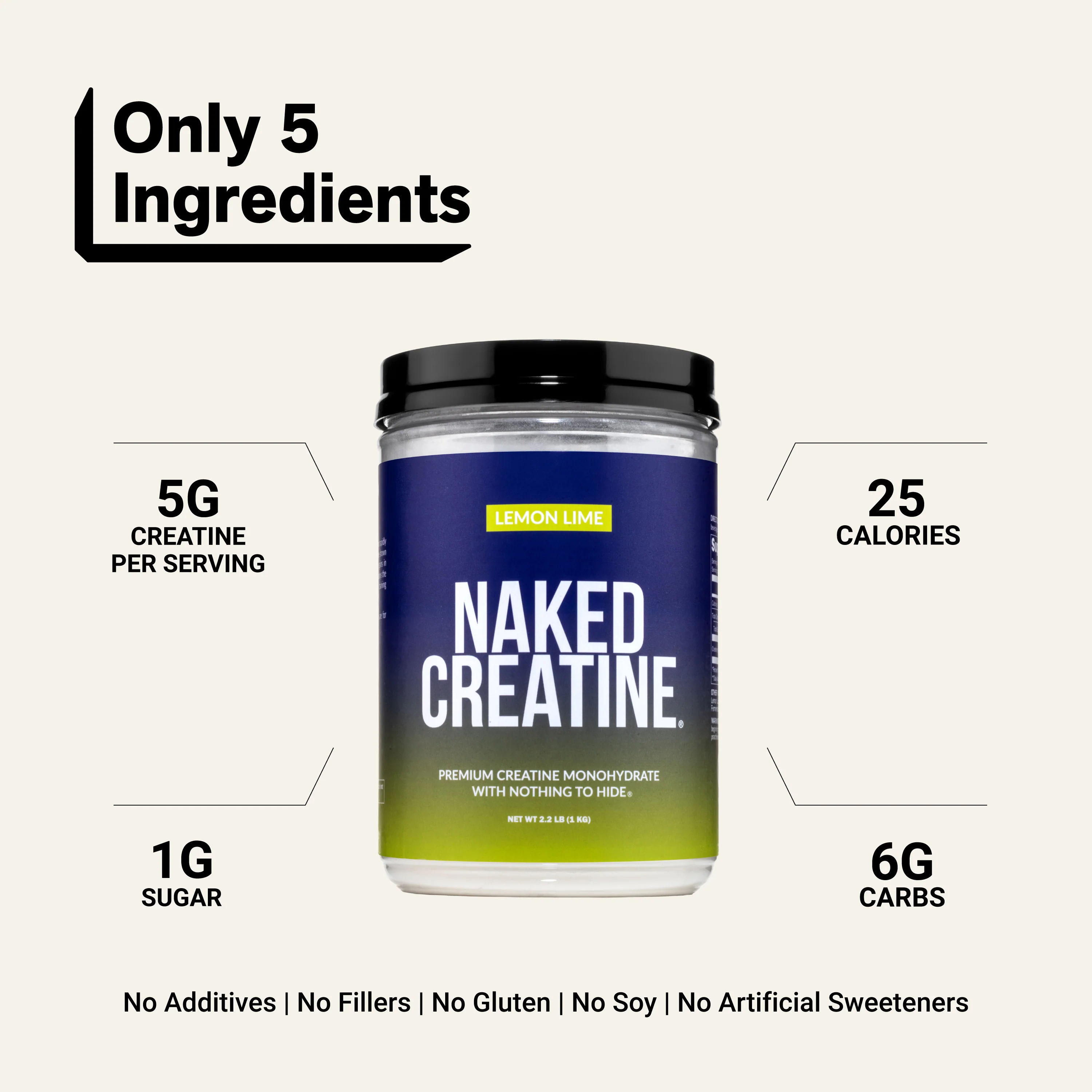 Lemon Lime Creatine Monohydrate Powder | Naked Creatine - 2.2LB - Image 3