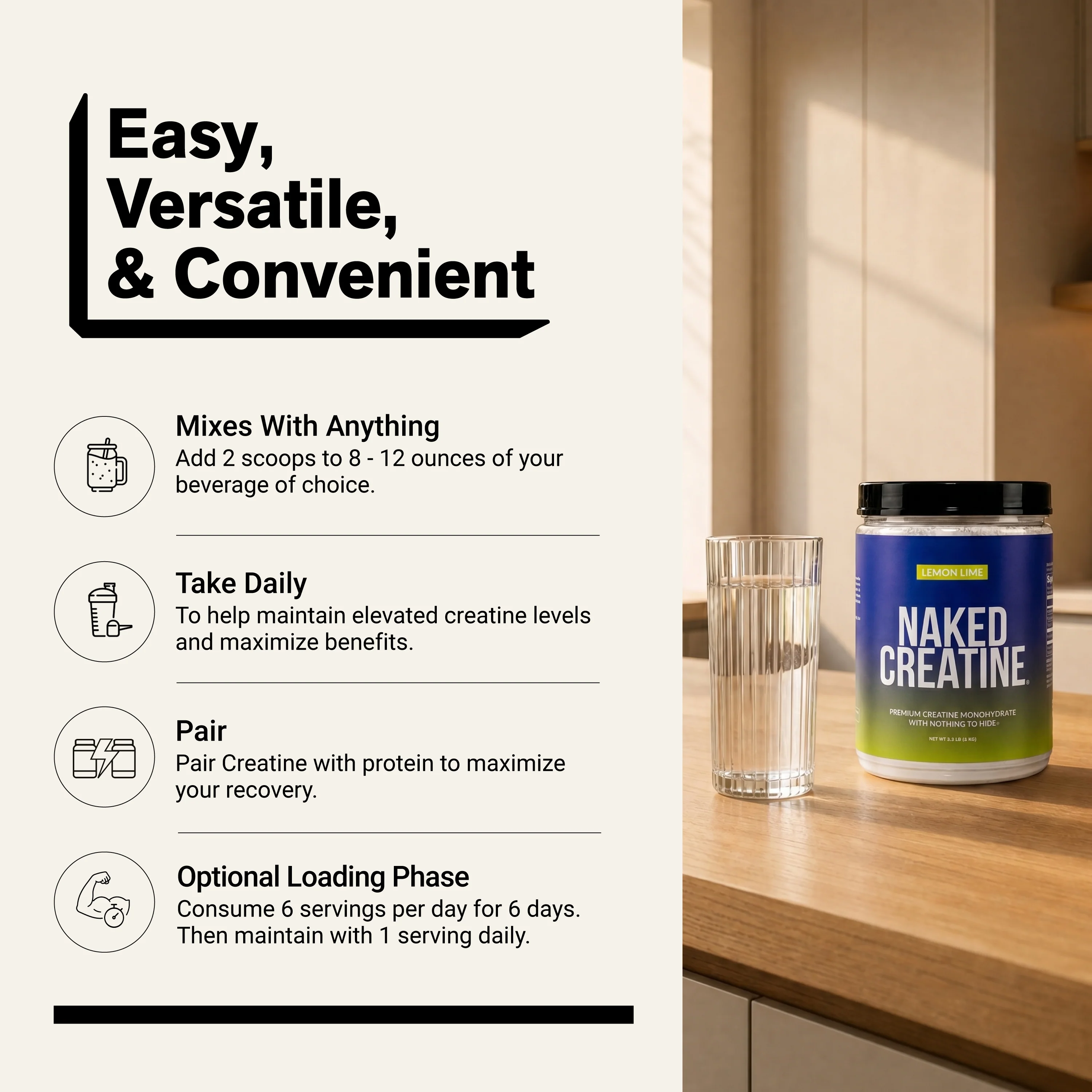 Lemon Lime Creatine Monohydrate Powder | Naked Creatine - 2.2LB - Image 6