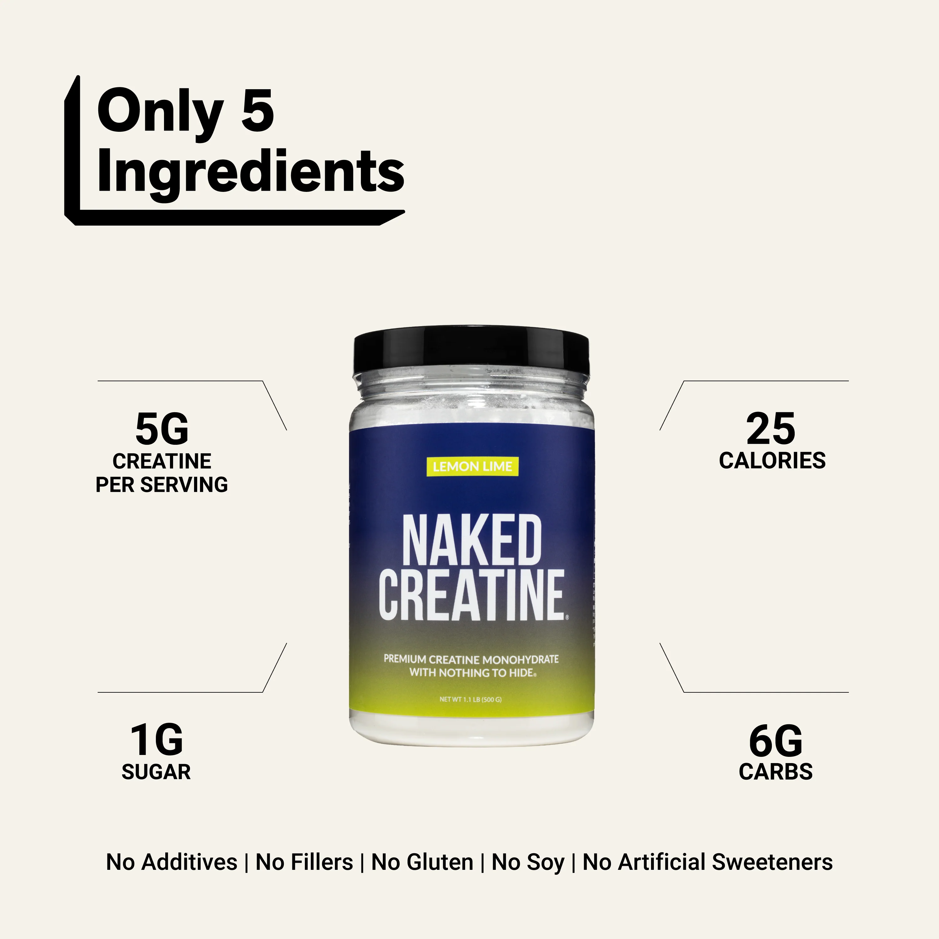 Lemon Lime Creatine Monohydrate Powder | Naked Creatine - 1.1LB - Image 3