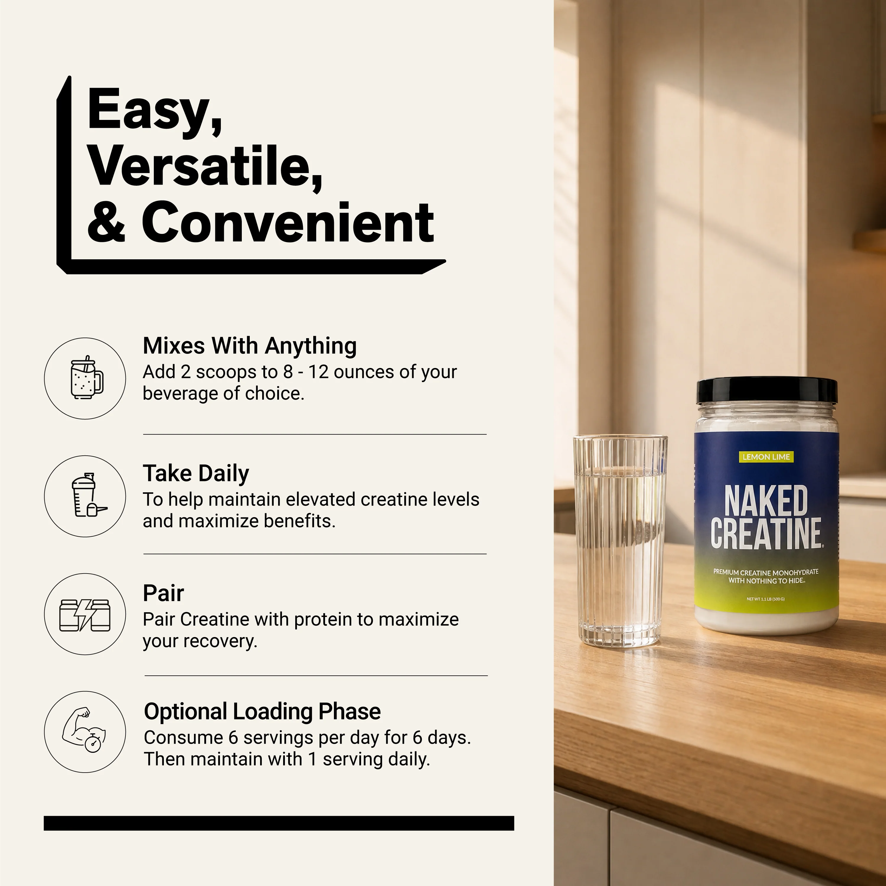 Lemon Lime Creatine Monohydrate Powder | Naked Creatine - 1.1LB - Image 6