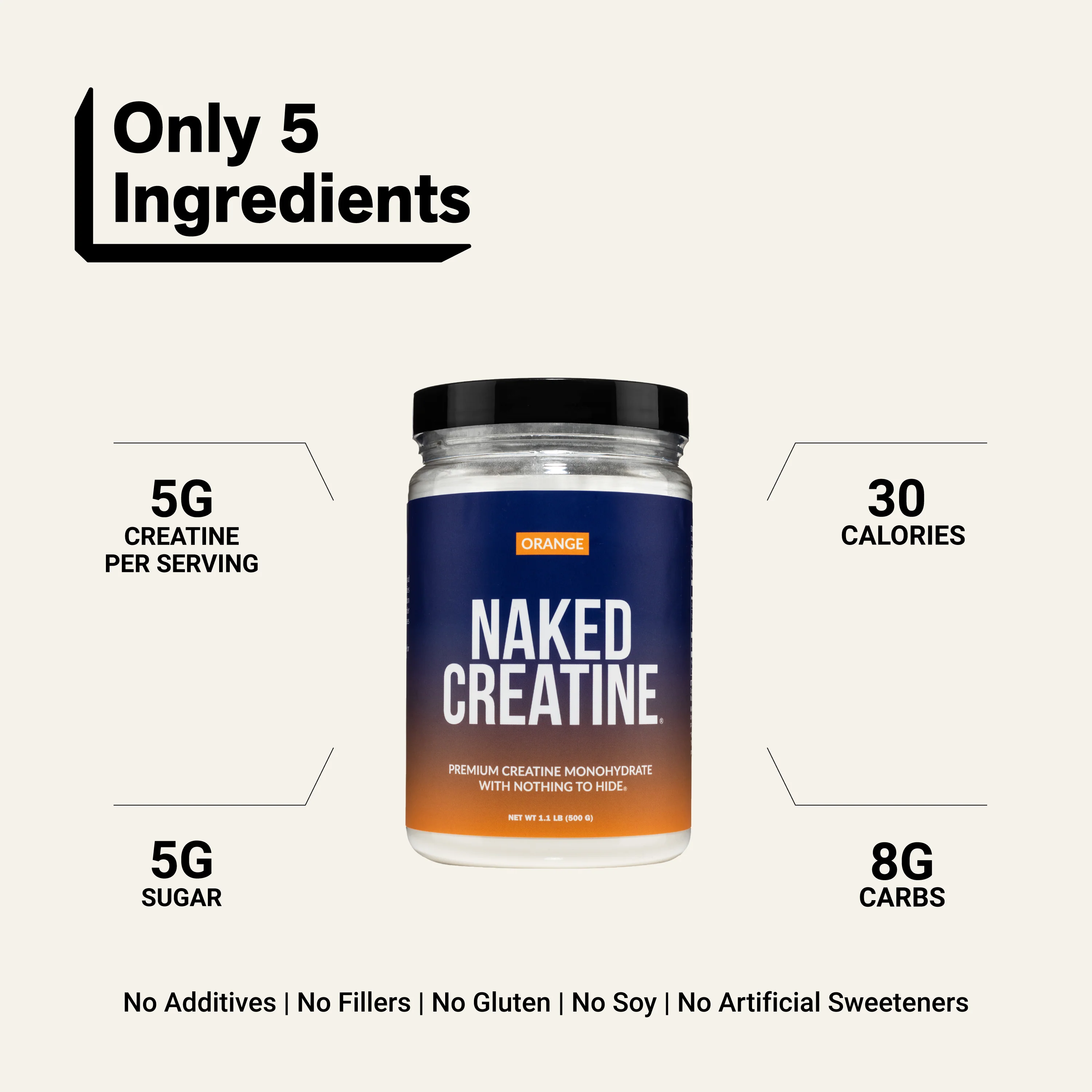 Orange Creatine Monohydrate Powder | Naked Creatine - 1.1LB - Image 3