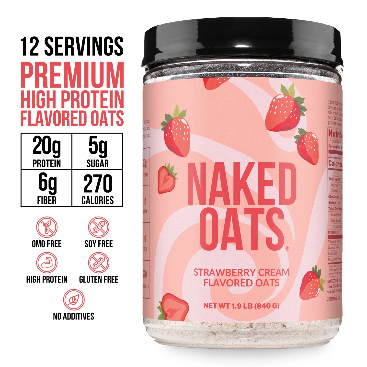 Strawberry Cream Protein Oats | Naked Oats - Image 3