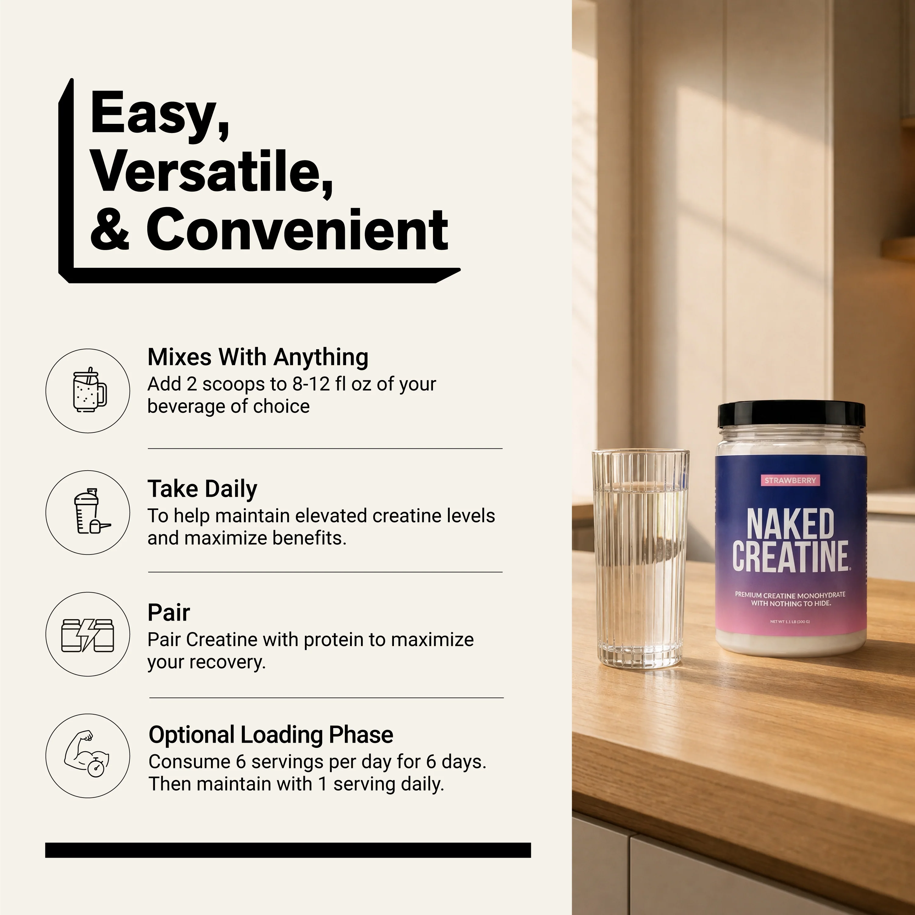 Strawberry Creatine Monohydrate Powder | Naked Creatine - 2.2LB - Image 6