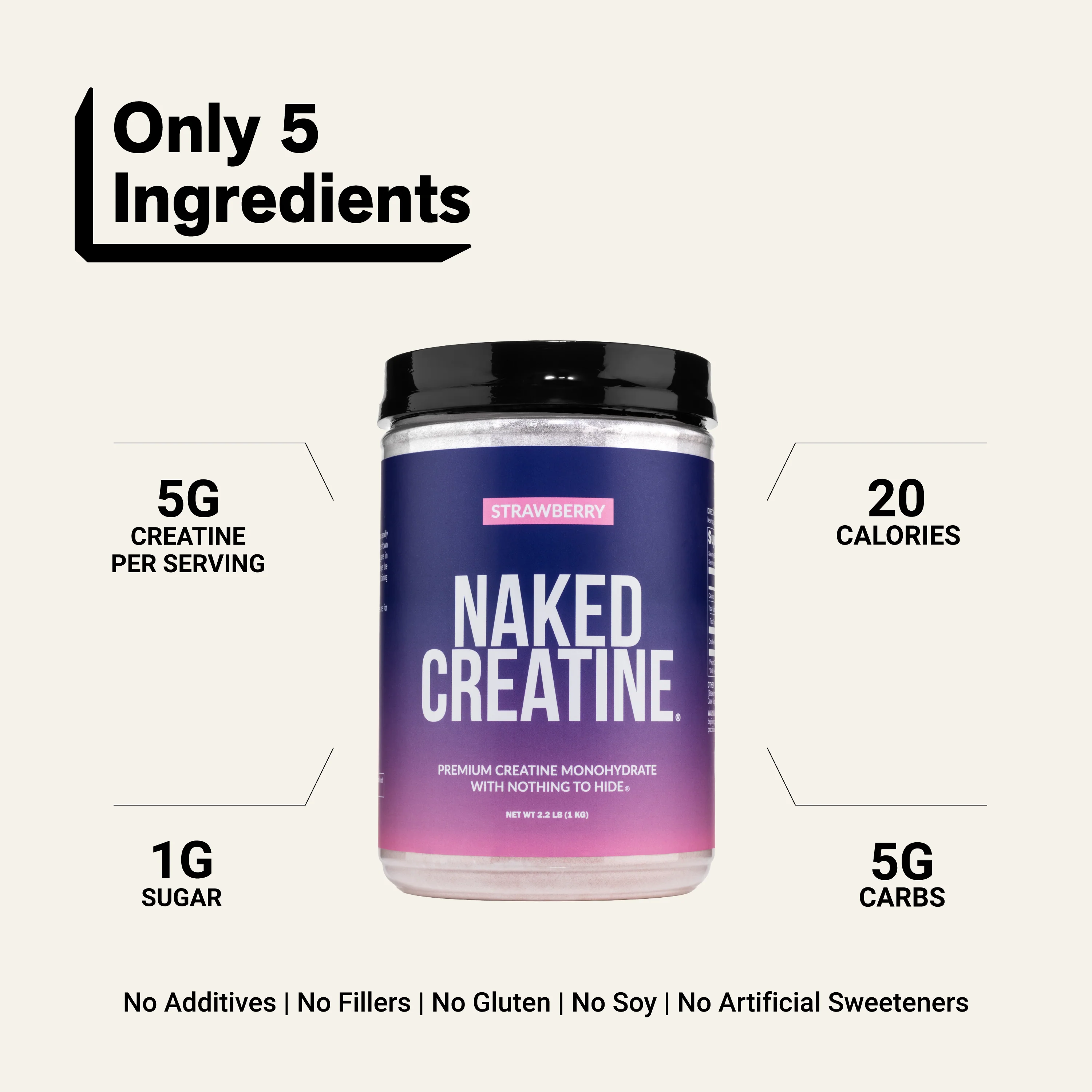 Strawberry Creatine Monohydrate Powder | Naked Creatine - 1.1LB - Image 3