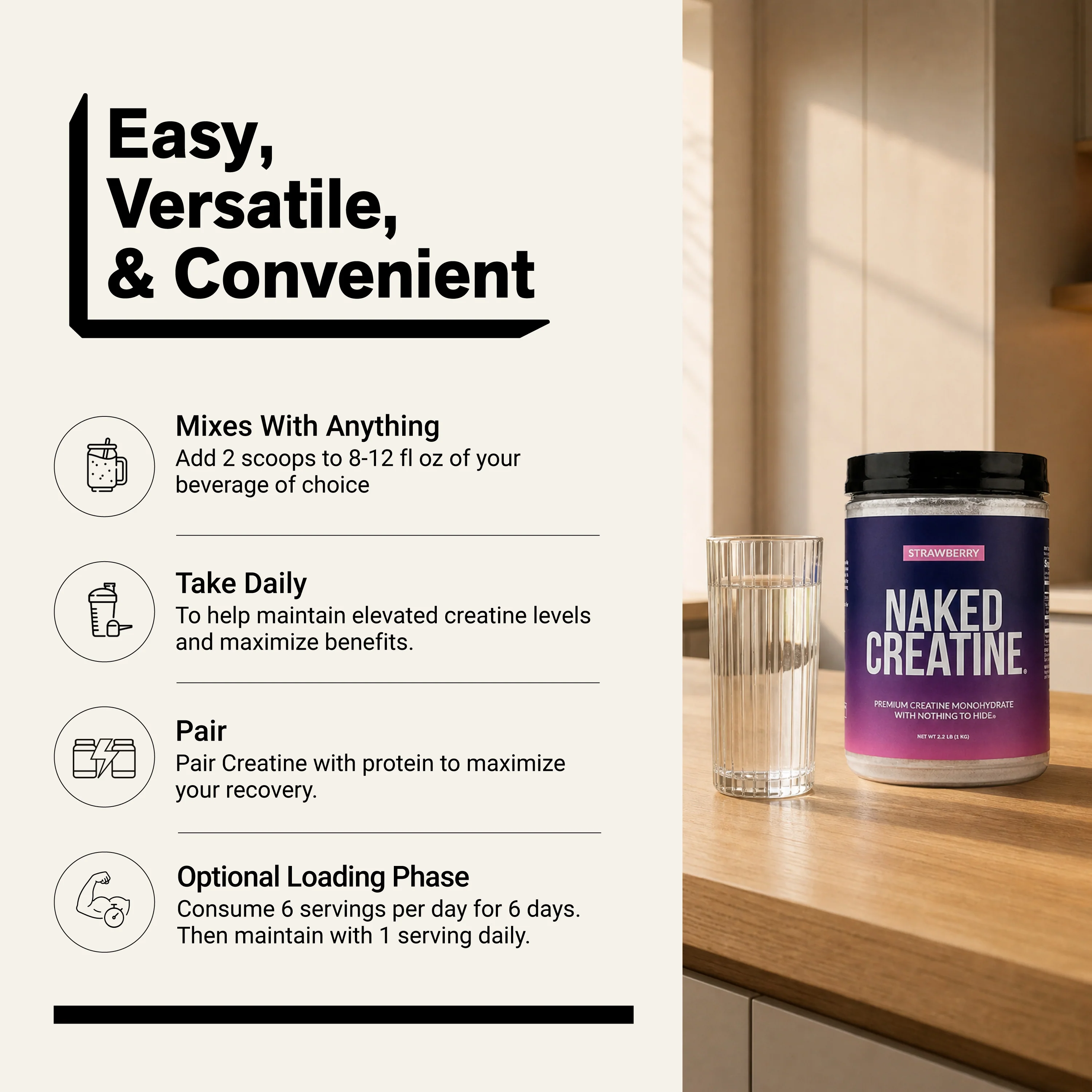 Strawberry Creatine Monohydrate Powder | Naked Creatine - 1.1LB - Image 6
