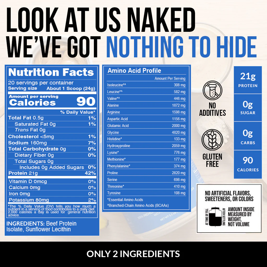 Beef Protein Powder | Naked Beef Protein - 1.1LB - Image 5