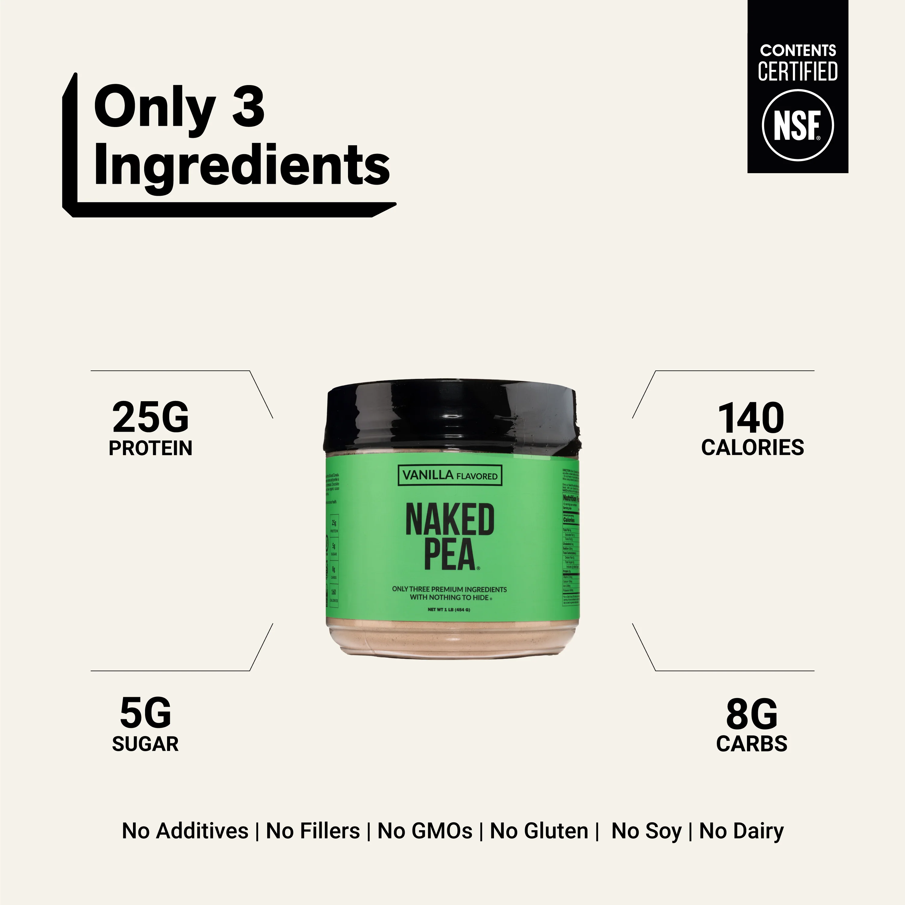 Vanilla Pea Protein Powder | Naked Vanilla Pea - 1LB - Image 3