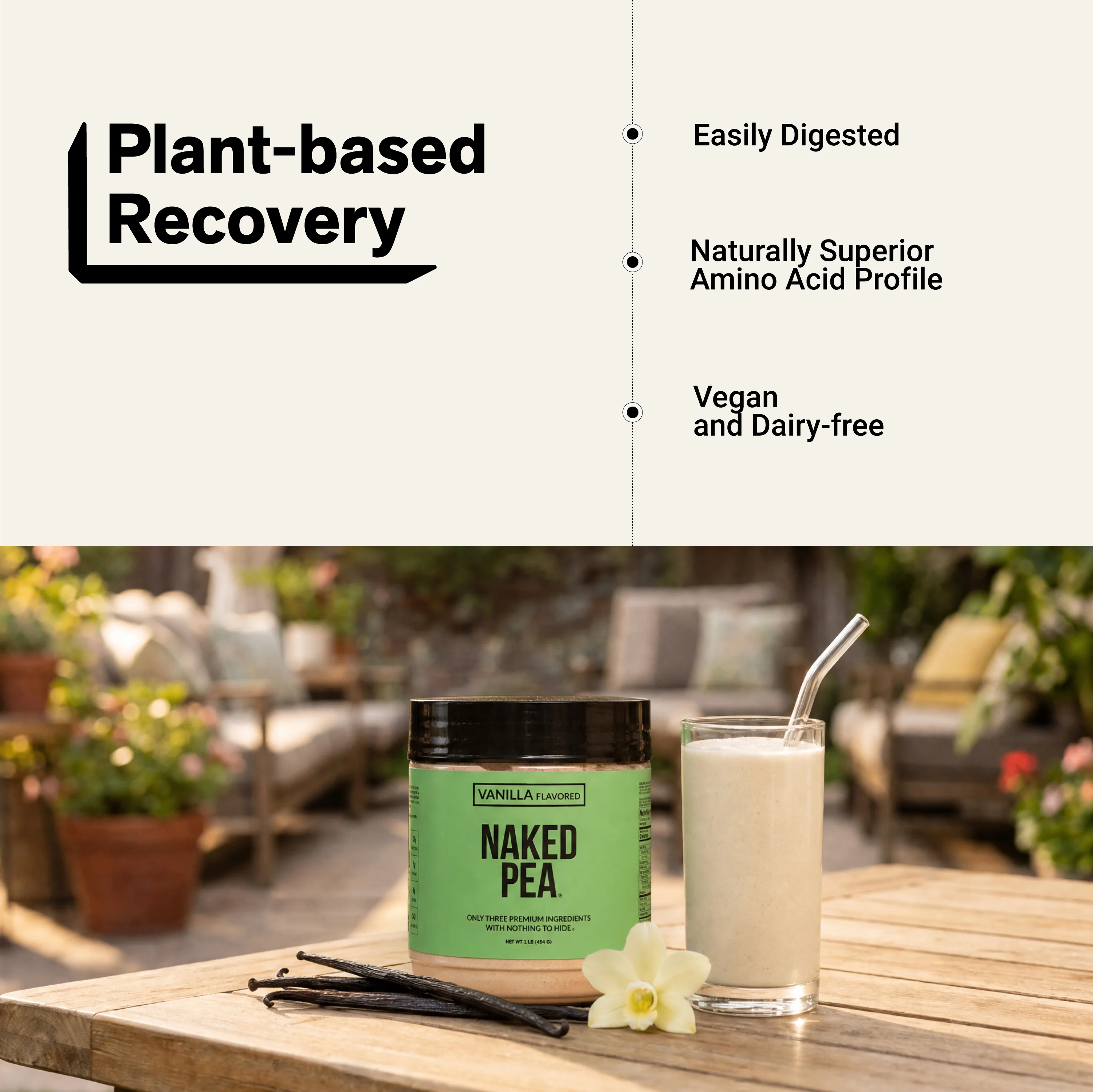 Vanilla Pea Protein Powder | Naked Vanilla Pea - 1LB - Image 6
