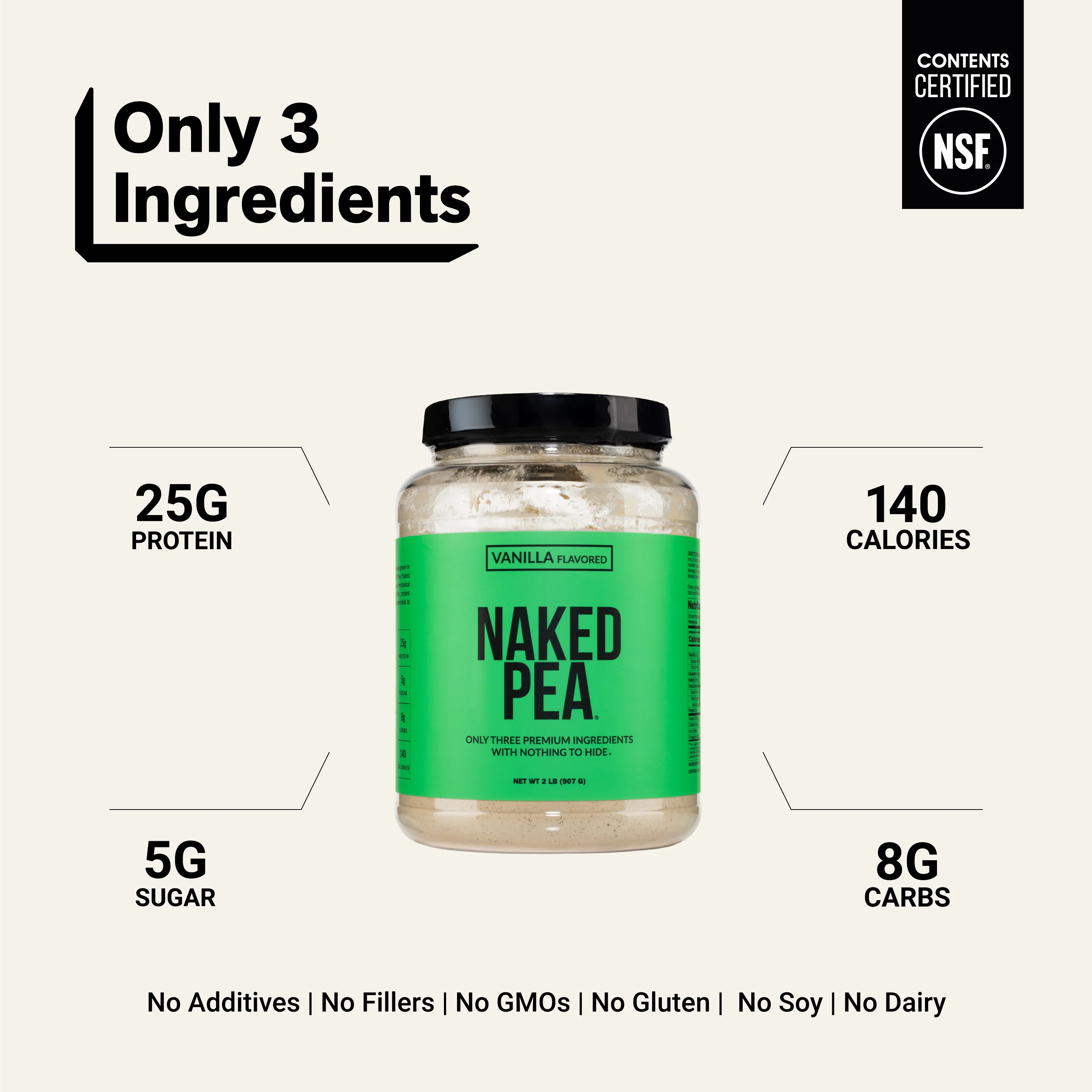 Vanilla Pea Protein Powder | Naked Vanilla Pea - 2LB - Image 3