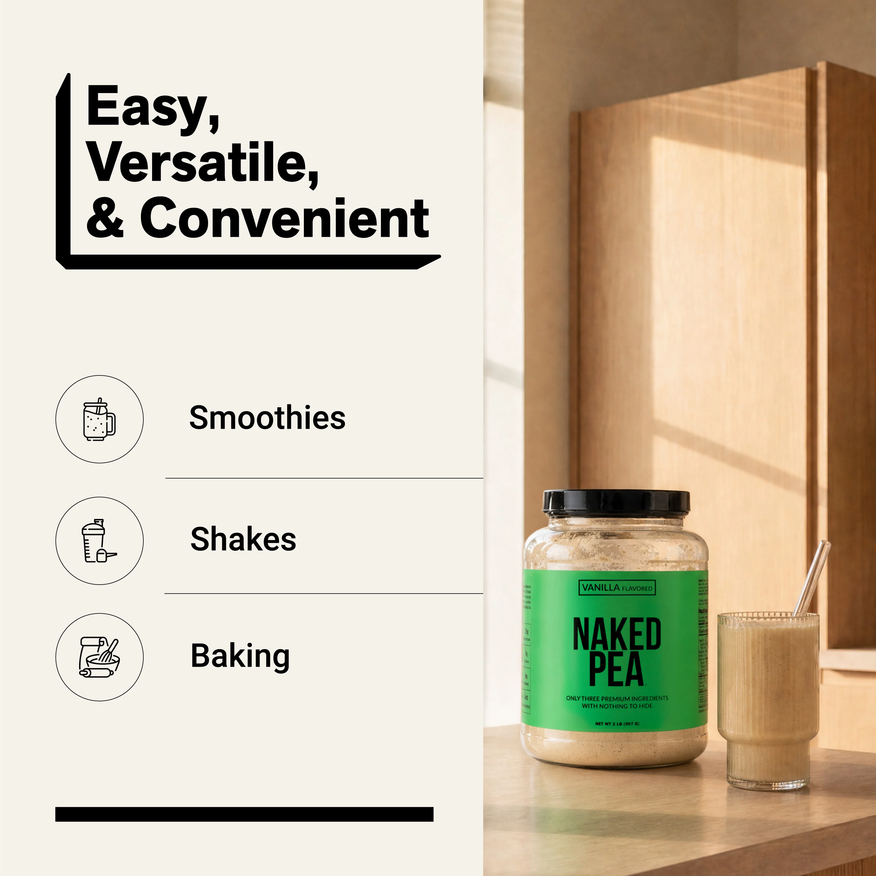 Vanilla Pea Protein Powder | Naked Vanilla Pea - 2LB - Image 7