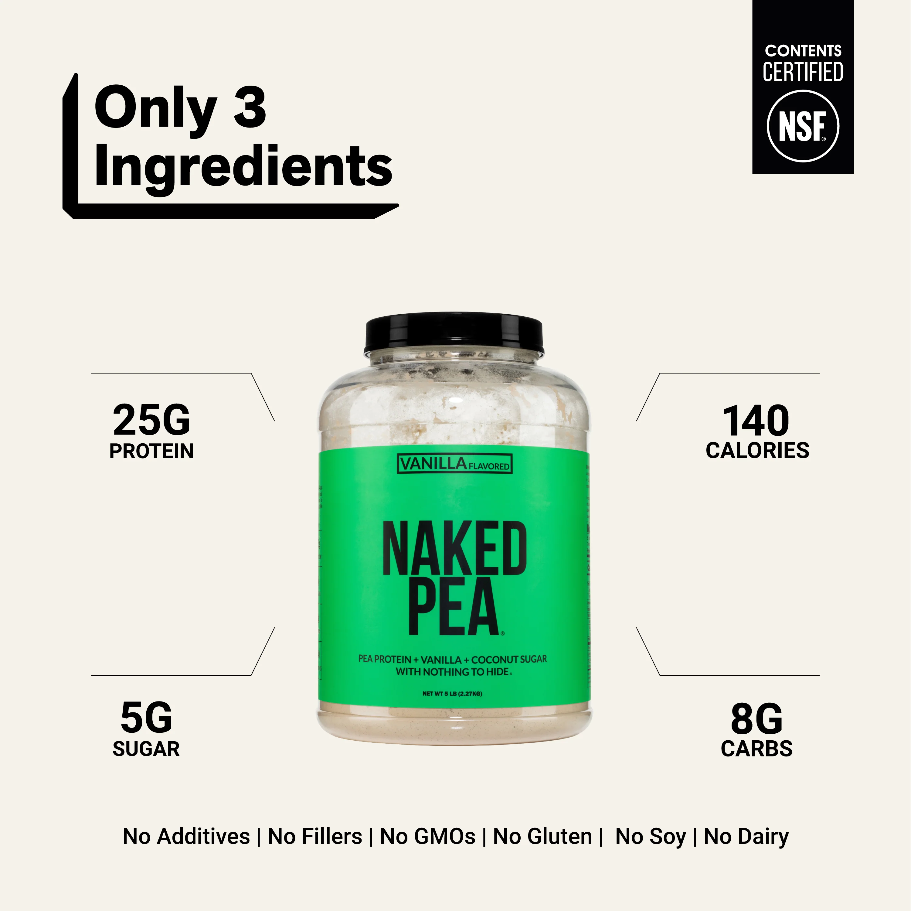 Vanilla Pea Protein Powder | Naked Vanilla Pea - 5LB - Image 3