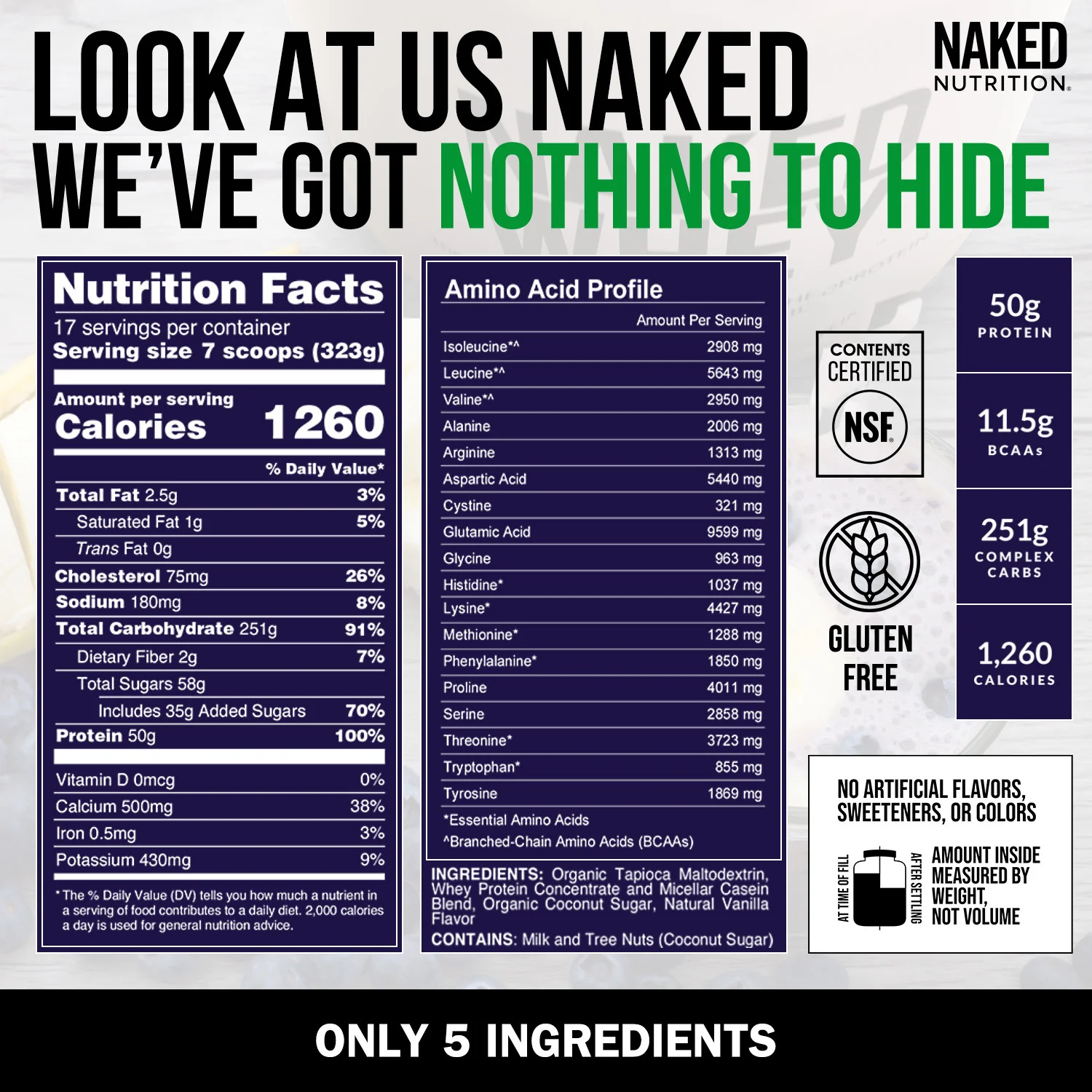 Vanilla Mass Gainer Protein Supplement | Naked Vanilla Mass - 12LB - Image 5