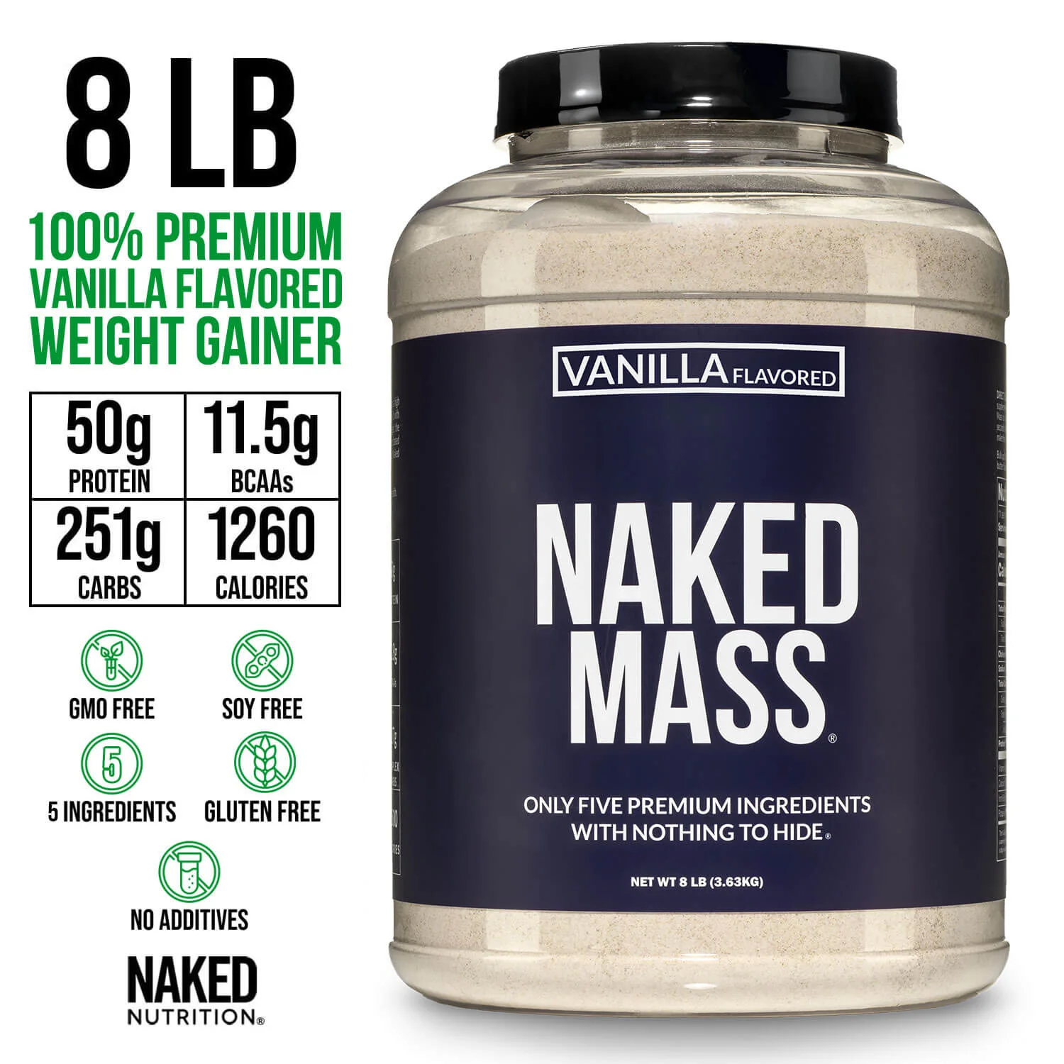 Vanilla Mass Gainer Protein Supplement | Naked Vanilla Mass - 8LB - Image 4
