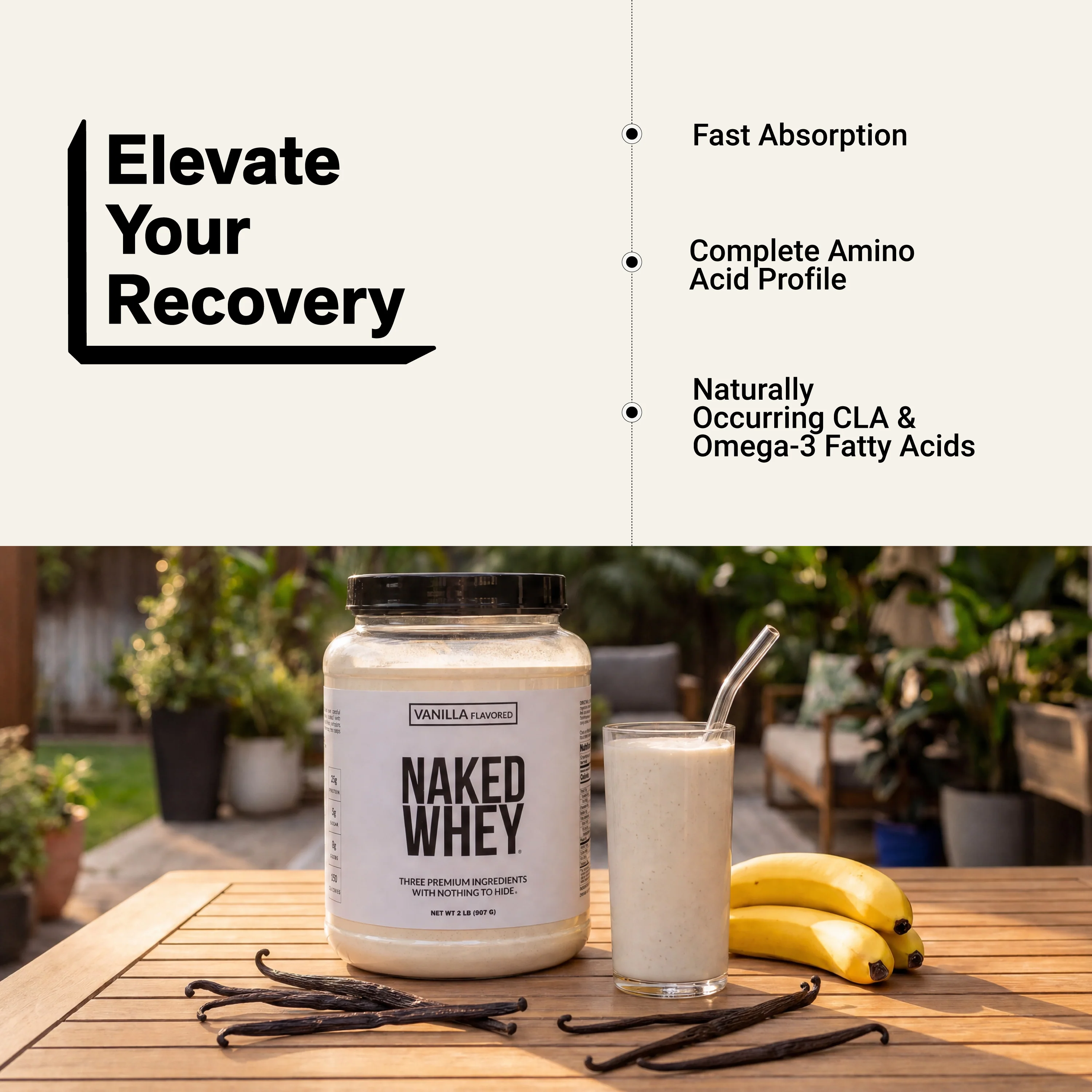 Vanilla Whey Protein Powder | Naked Vanilla Whey - 2LB - Image 6