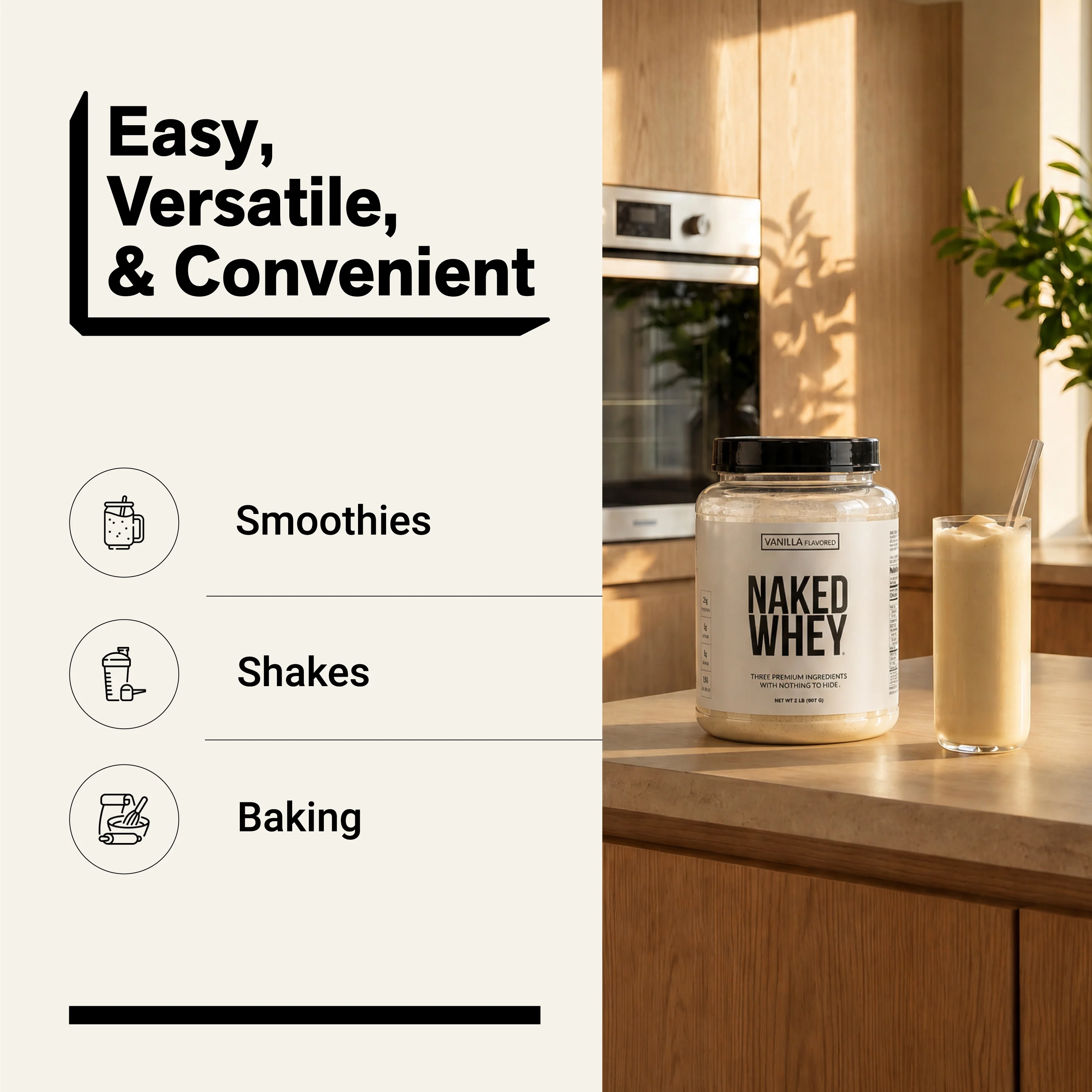 Vanilla Whey Protein Powder | Naked Vanilla Whey - 2LB - Image 7