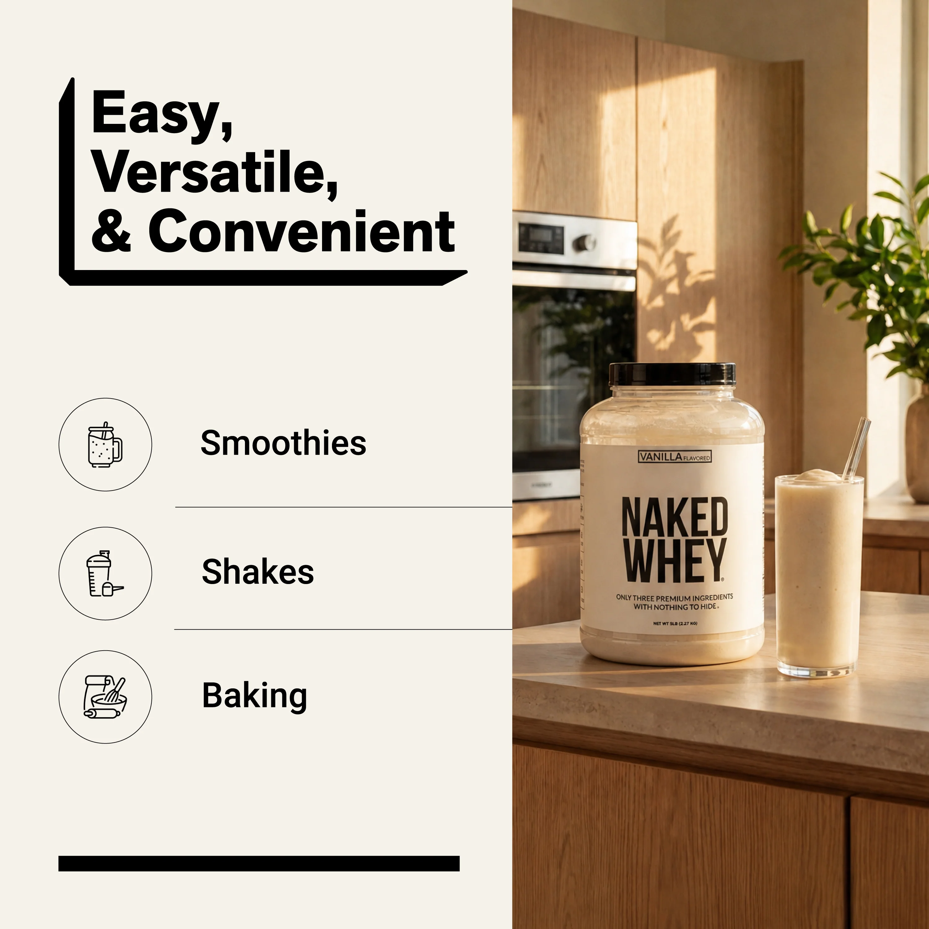 Vanilla Whey Protein Powder | Naked Vanilla Whey - 5LB - Image 7
