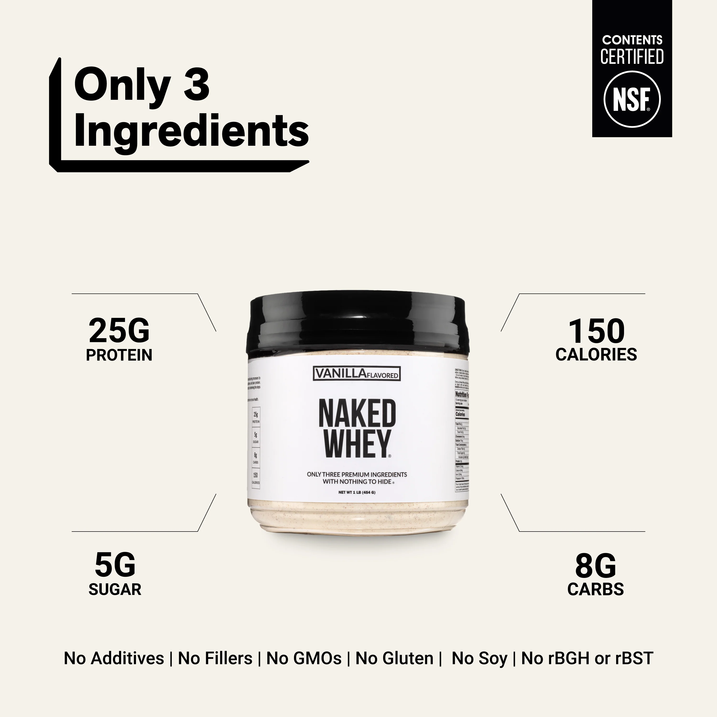 Vanilla Whey Protein Powder 1lb | Naked Vanilla Whey - 1LB - Image 3